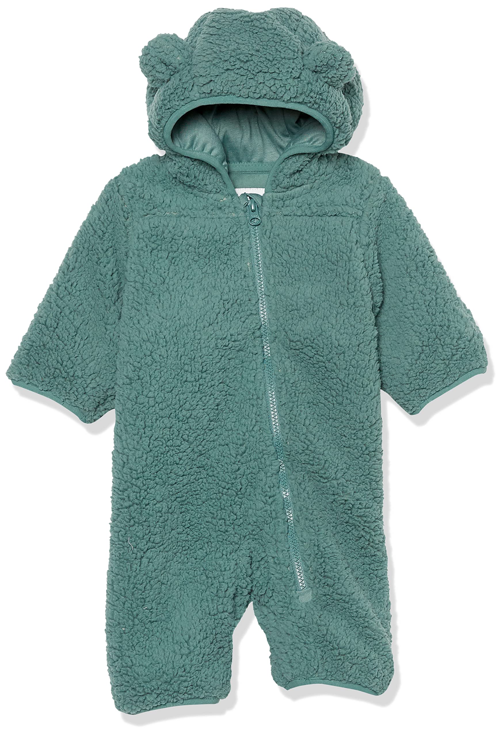 Amazon Essentials Unisex Babies' Hooded Sherpa Fleece Bunting Suit, Dark Sage Green, 24 Months