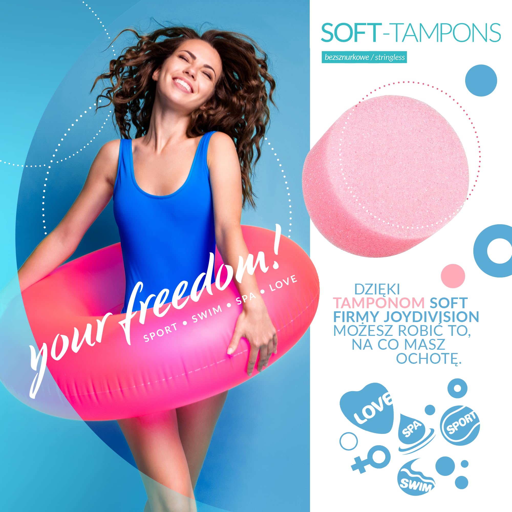 JOYDIVISION Soft-Tampons professional I 50 szt I Tampony bez sznurka do sportu, pływania i Spa I Gąbeczka menstruacyjna ultra soft I Łatwe wprowadzanie i usuwanie I Miękki tampon bez sznurka