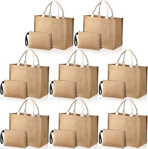 Silkfly 16 bolsas de arpillera con asa, bolsa de regalo a granel y bolsas de maquillaje para mujeres, bolsa de playa de 15.7 x 7.4 x 11.5 pulgadas,