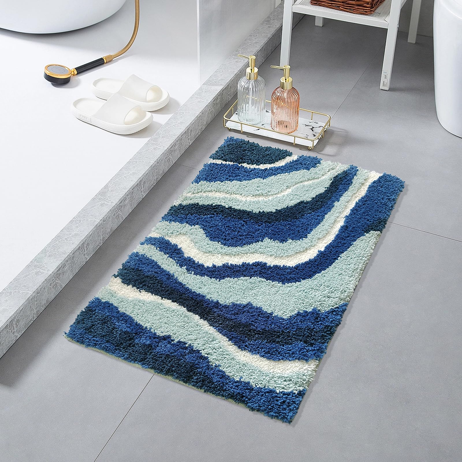 Amazon.com: FJMCOZY Bathroom Mat Blue Bath Mat for Bathroom Cute