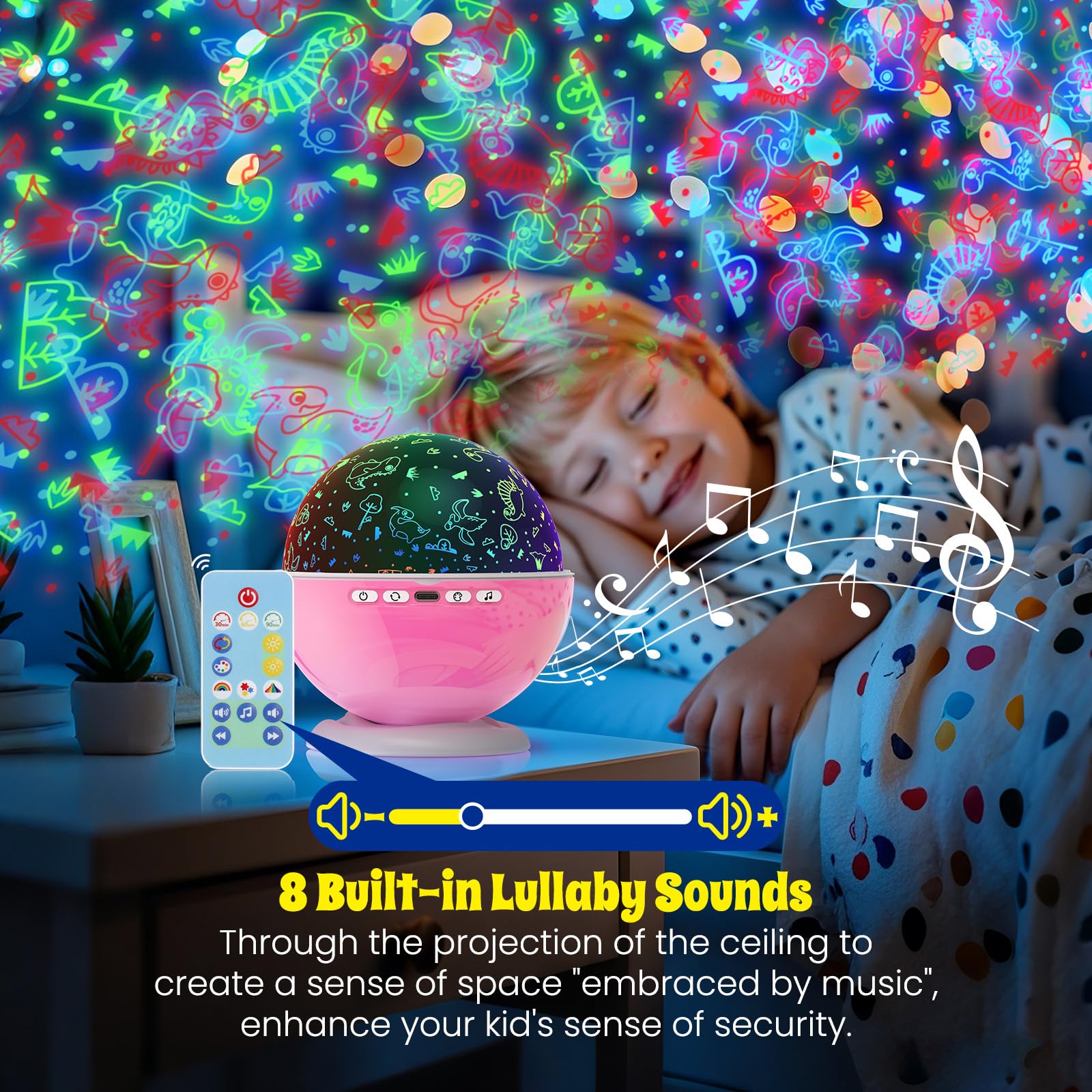 Luz nocturna de estrella para niños, proyector de estrellas de nebulosa, rotación de 360 grados, 4 bombillas LED, 18 luces que cambian de color con cable USB, regalos románticos para
