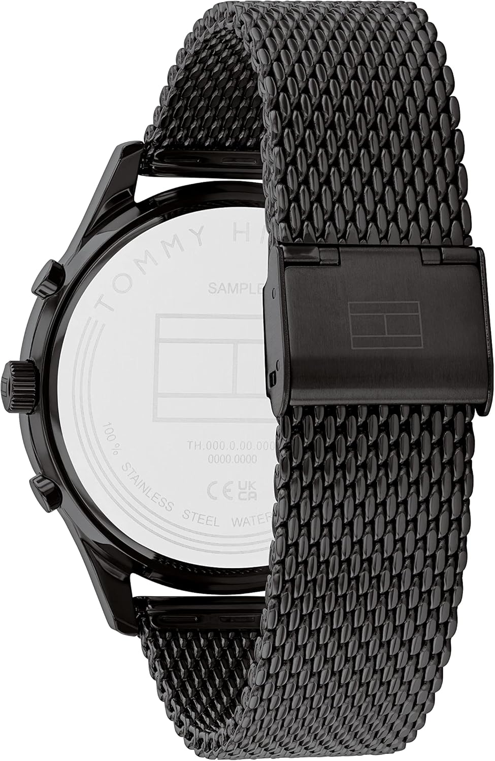 Tommy Hilfiger Orologio Analogico Multifunzione al Quarzo da Uomo con Cinturino in Maglia Metallica in Acciaio Inossidabile Nero - 1710505