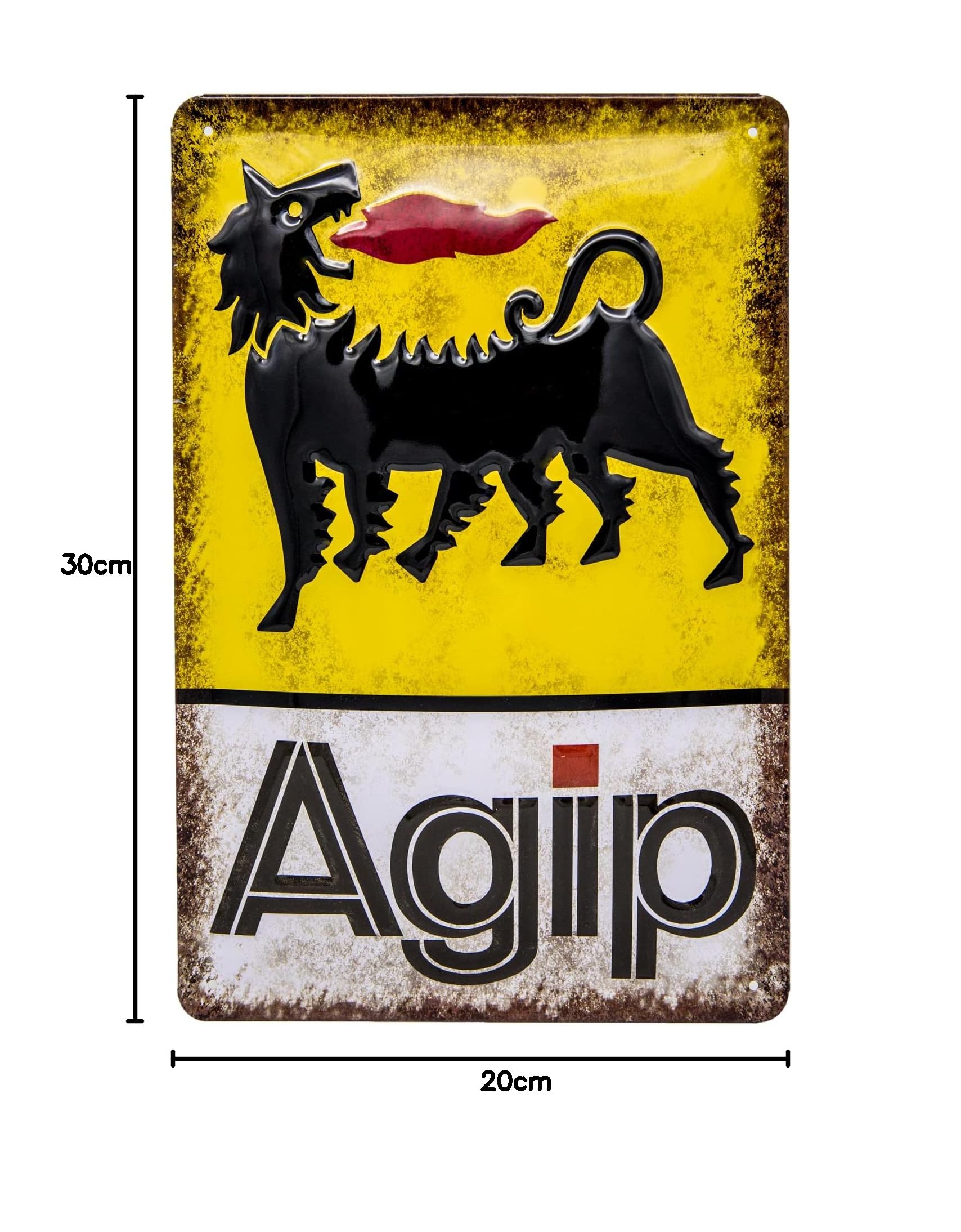 LUCKYLINDE Targa in metallo goffrato adatta per gli appassionati di AGIP, officina, garage, stazione di benzina, auto d'epoca, 20 x 30 cm (AGIP)
