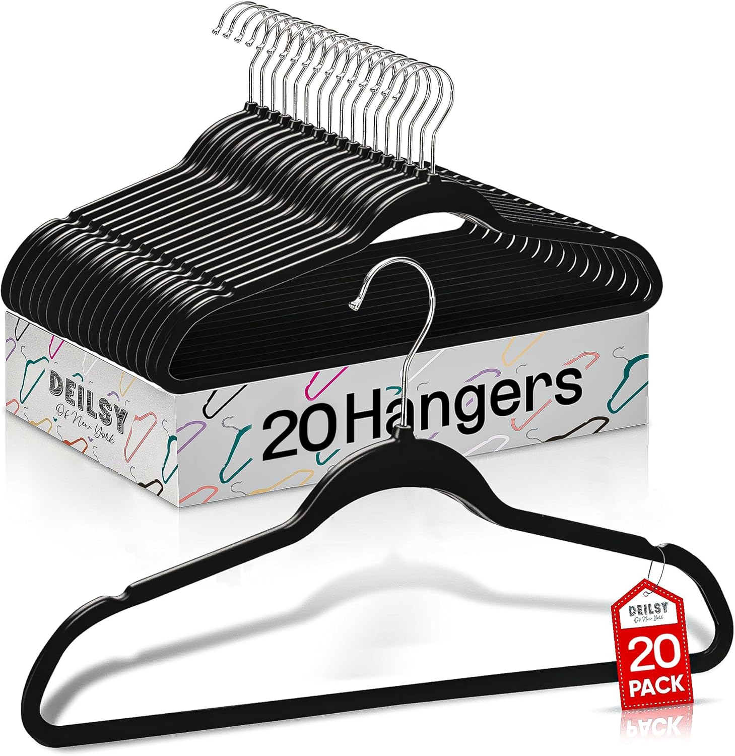 DEILSY™ Clothes Hangers Plastic Hangers - Durable Non-Velvet Plastic Hangers - Slim Hangers, Classic Shirt and Pant Hangers Black Plastic Hangers for Everyday Use Plastic Hangers 20 Pack - Image 8