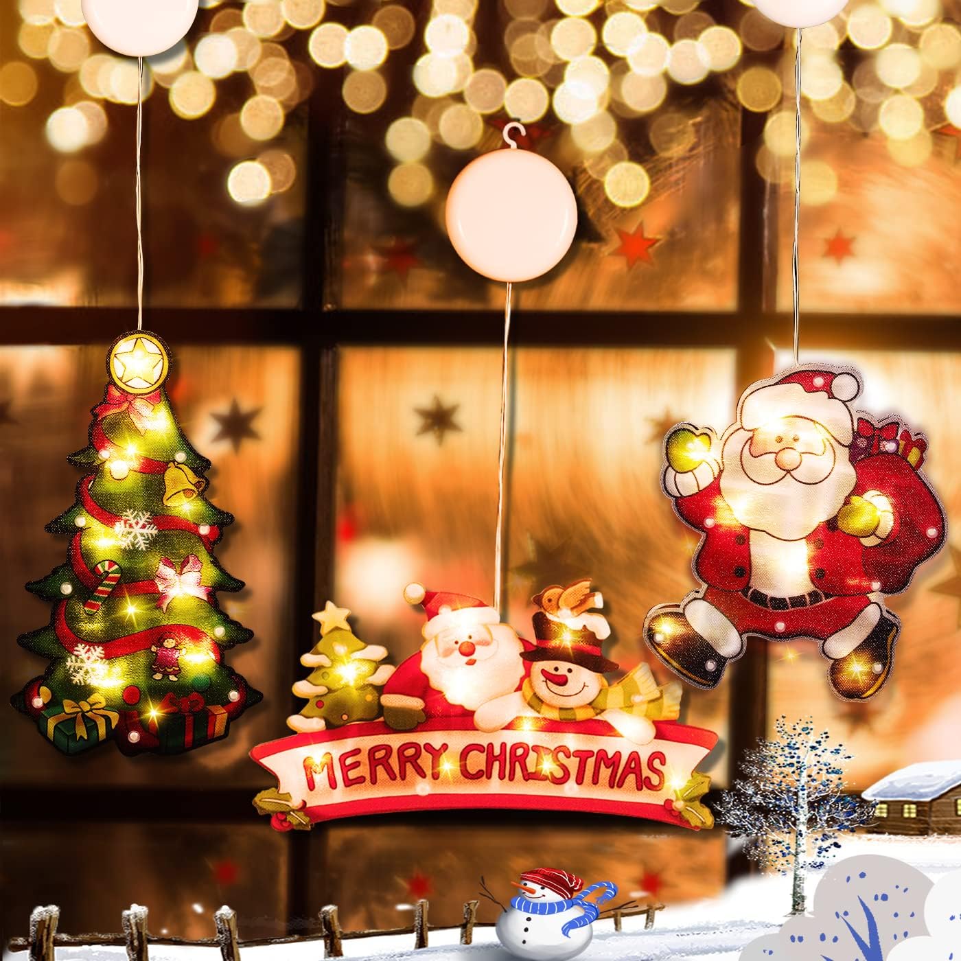 FAMKCY 3Pcs Christmas Window Decoration Lights, Christmas