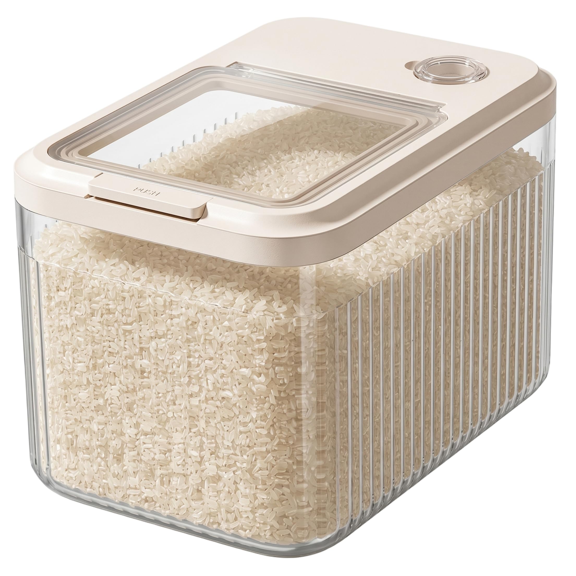 Aetherize Rice Container, 5kg Airtight Food Storage Plastic Rice Bin Flour & Kibble Storage Container with Lid & Measuring Cup for Home Kitchen, Food-Grade, Clear Bucket