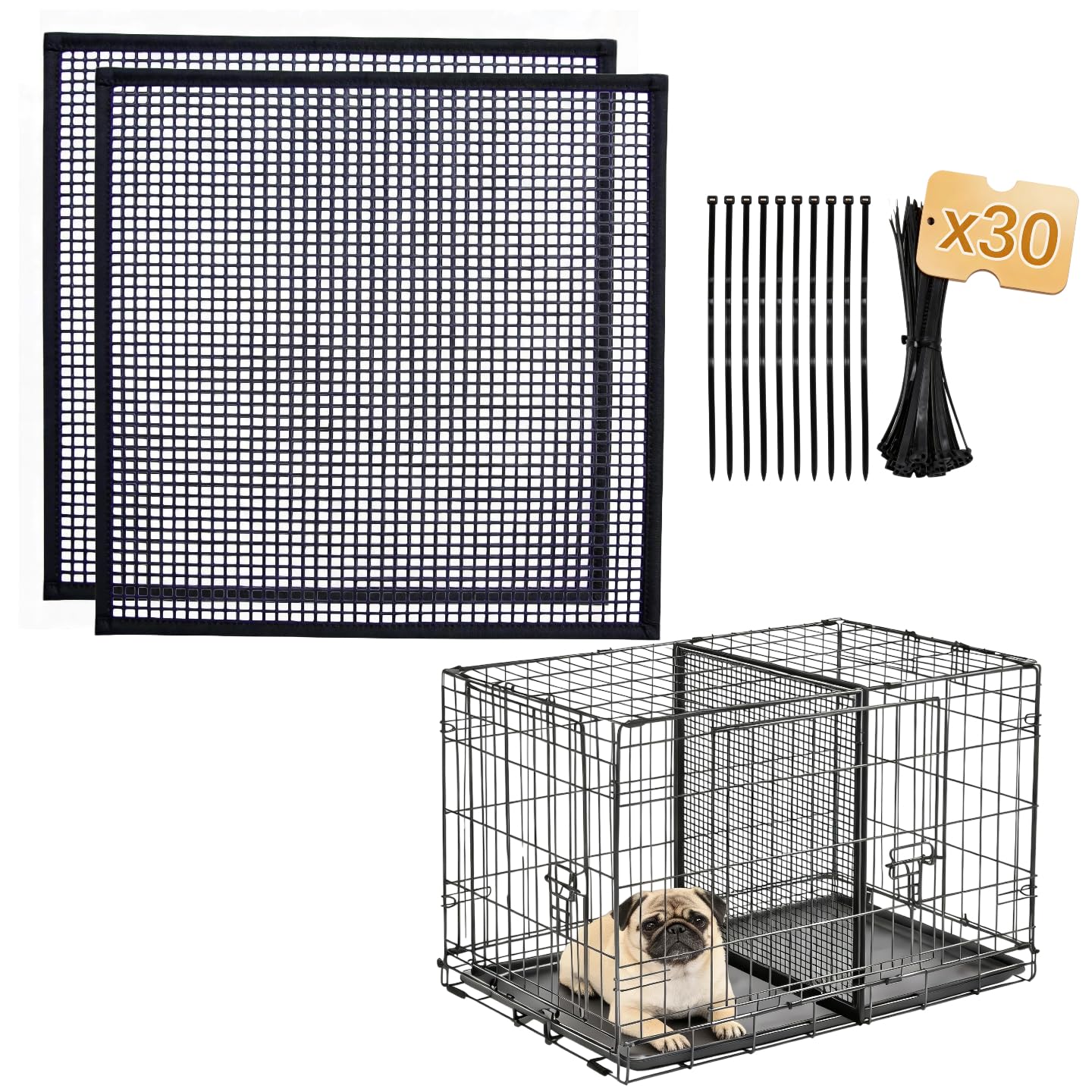 2 Pack Dog Crate Divider Panel, Adjustable Kennel Partition for 36 Inch