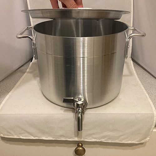 Miniatura 4 de Olla de aluminio de 10 cuartos de galón con boquilla de espita + tapa de tapa Hervidor resistente de 2.5 galones con grifo de válvula de drenaje de