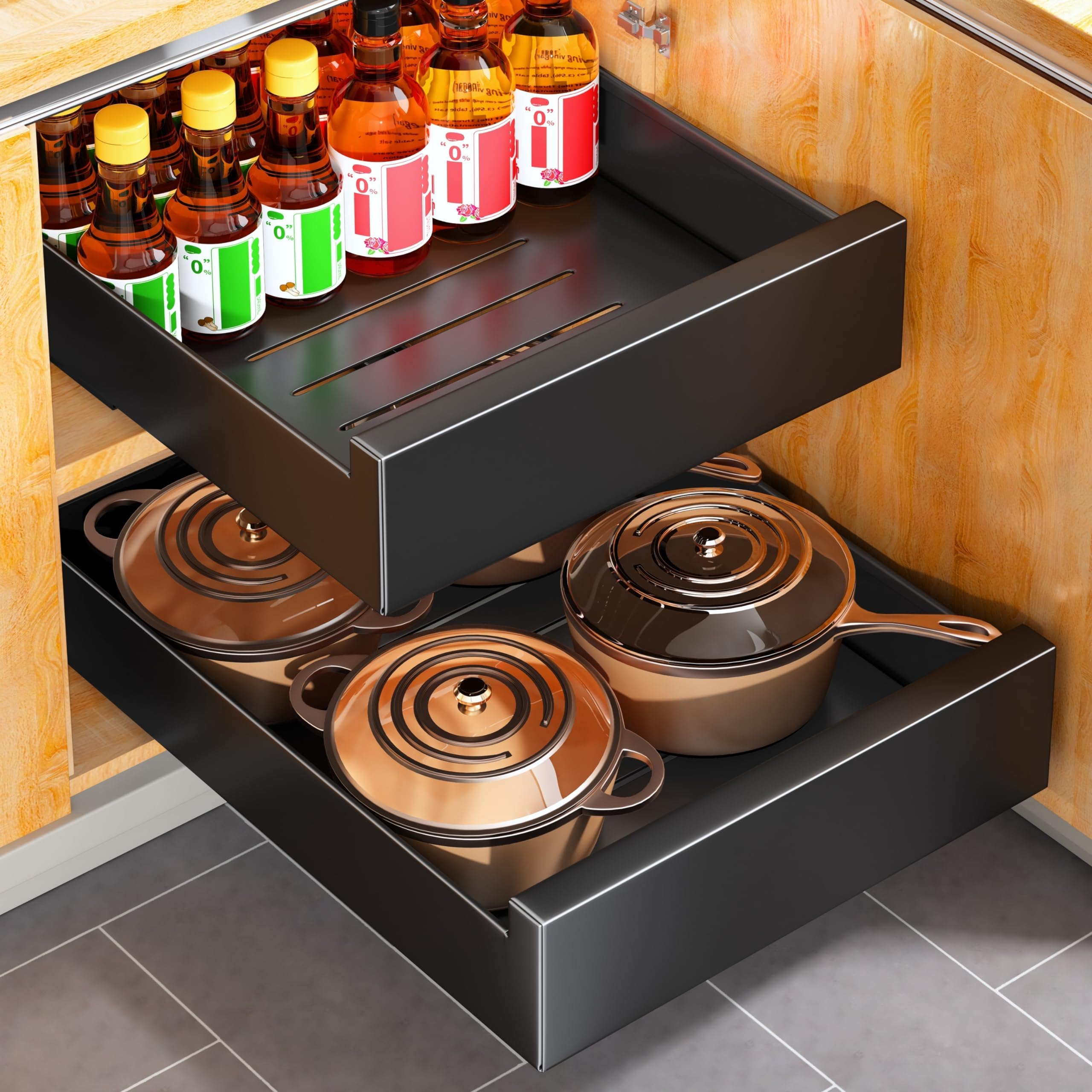 Fokyfok Pull Out Organizer,1Pcs Expandable(12.1" W20 W) Slide Out Shelves