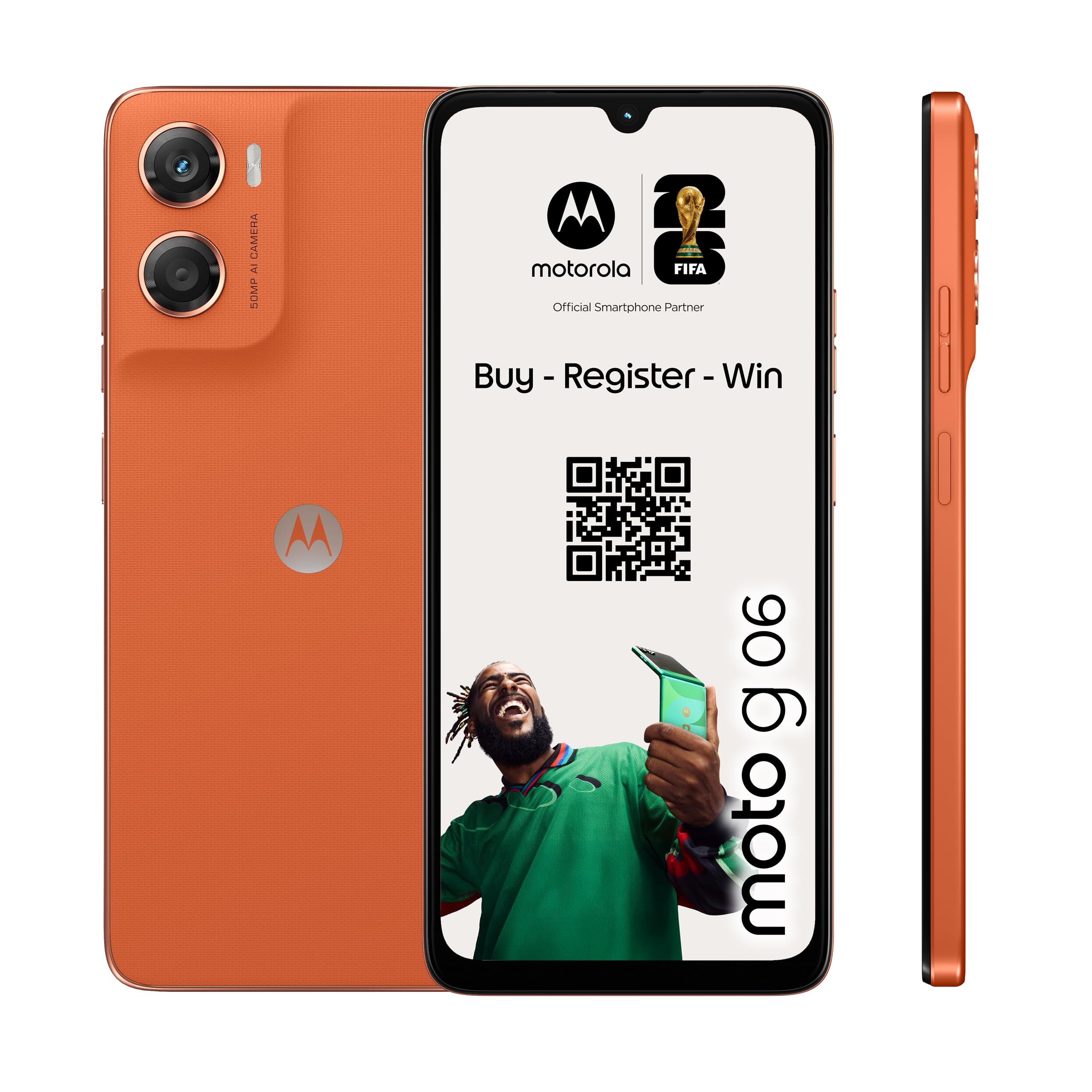 Motorola Moto g06 Smartphone (Kratzfestes 6,88"-HD+-Display Dank Corning Gorilla Glass 3, wasserabweisend, 50-MP-Kamera, 4/256 GB, 5100 mAh, TurboPower-Aufladen) Pantone Arabesque, inkl. Schutzcover