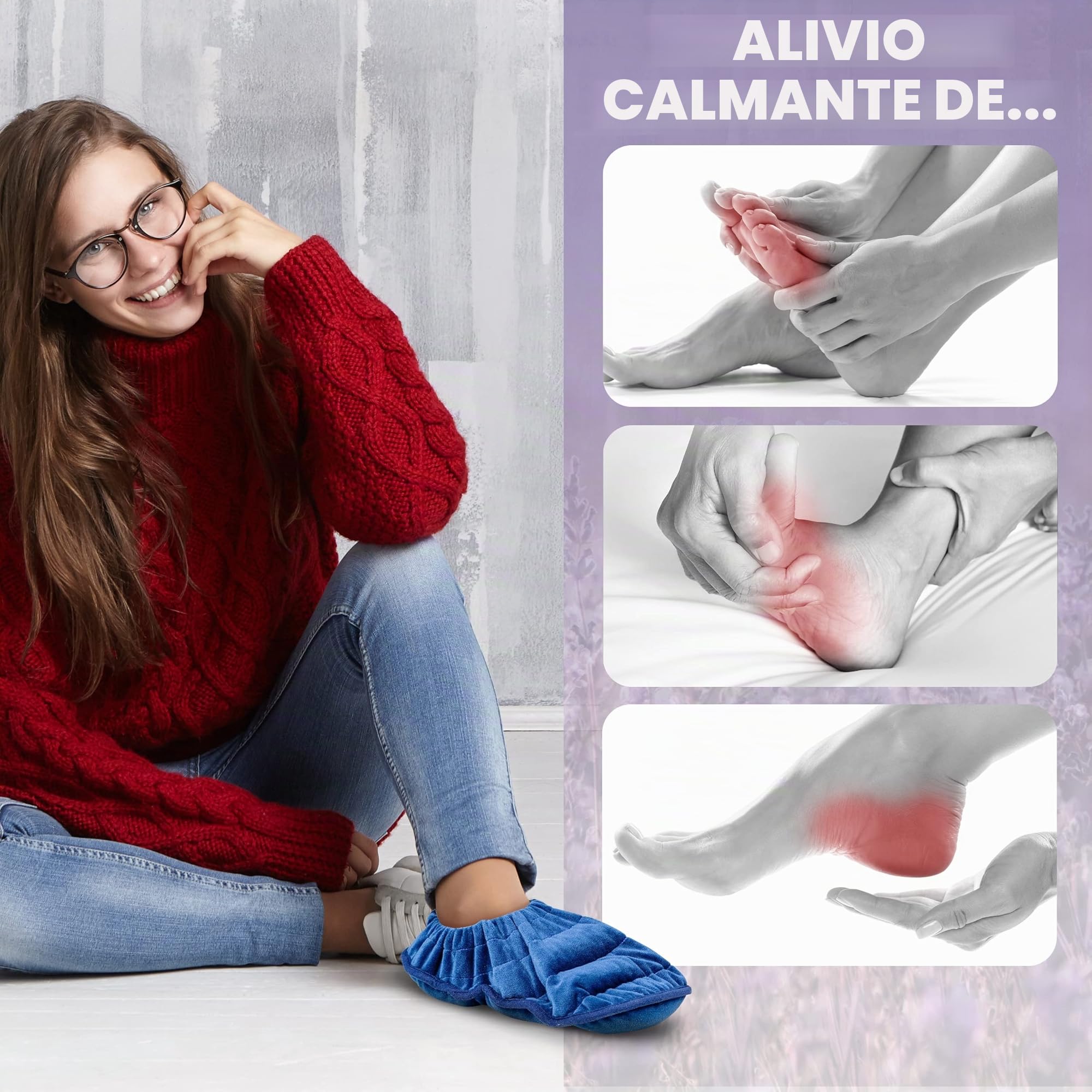 ICEHOF Calcetines térmicos con Semillas de Lino y Lavanda - Zapatillas de Estar por casa calentables en microondas - Calcetines térmicos para pies Calientes