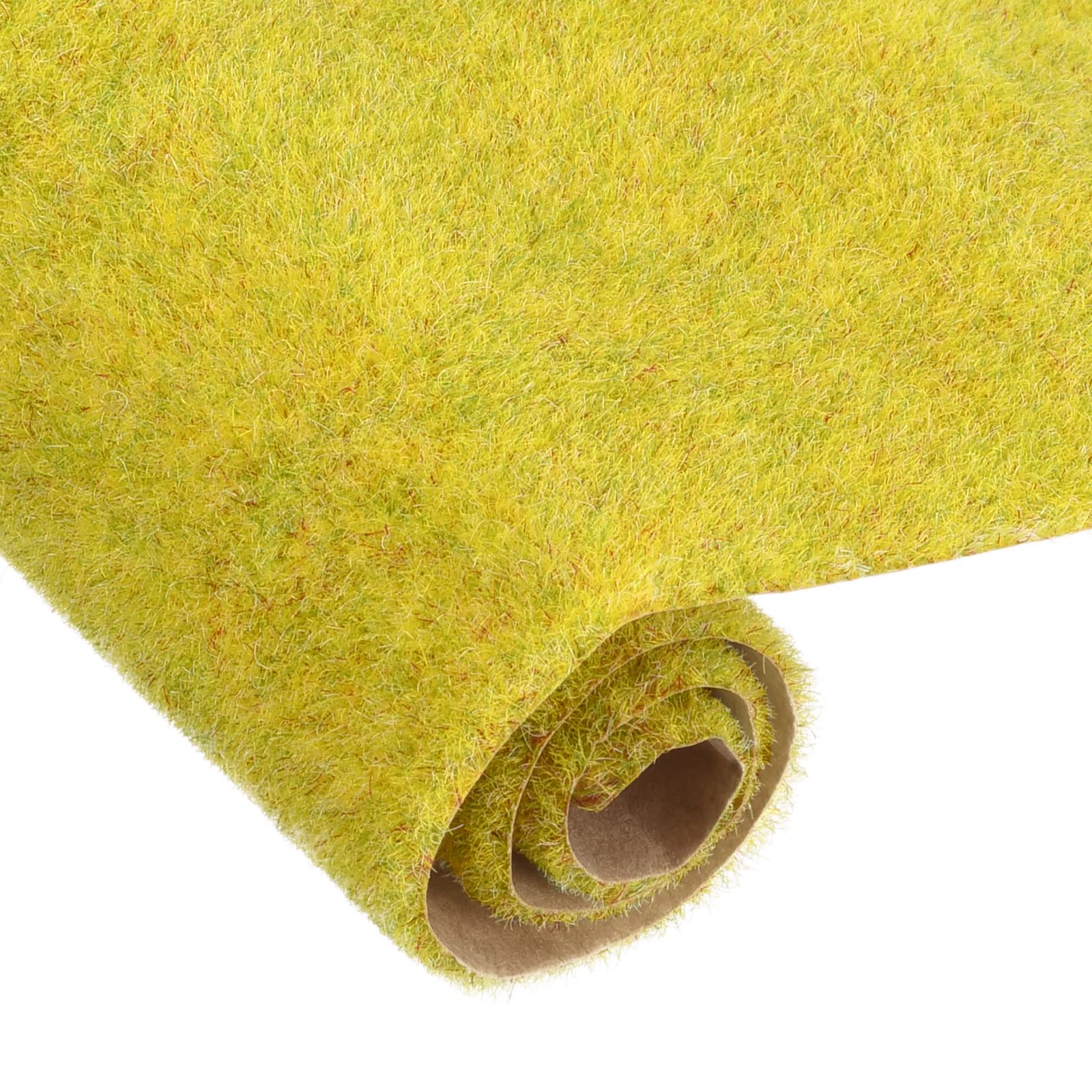sourcing map Artificial Model Grass Mat 4pcs 10" x 10" Golden Yellow Small Realistic Fake Turf for Garden Lawn Decoration Model