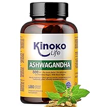 ASHWAGANDHA 800 mg – 180 Capsule | Estratto 10:1 con Pepe Nero (Piperina) | Adattogeno Naturale per Stress, Cortisolo ed Energia Mentale – Kinoko Life