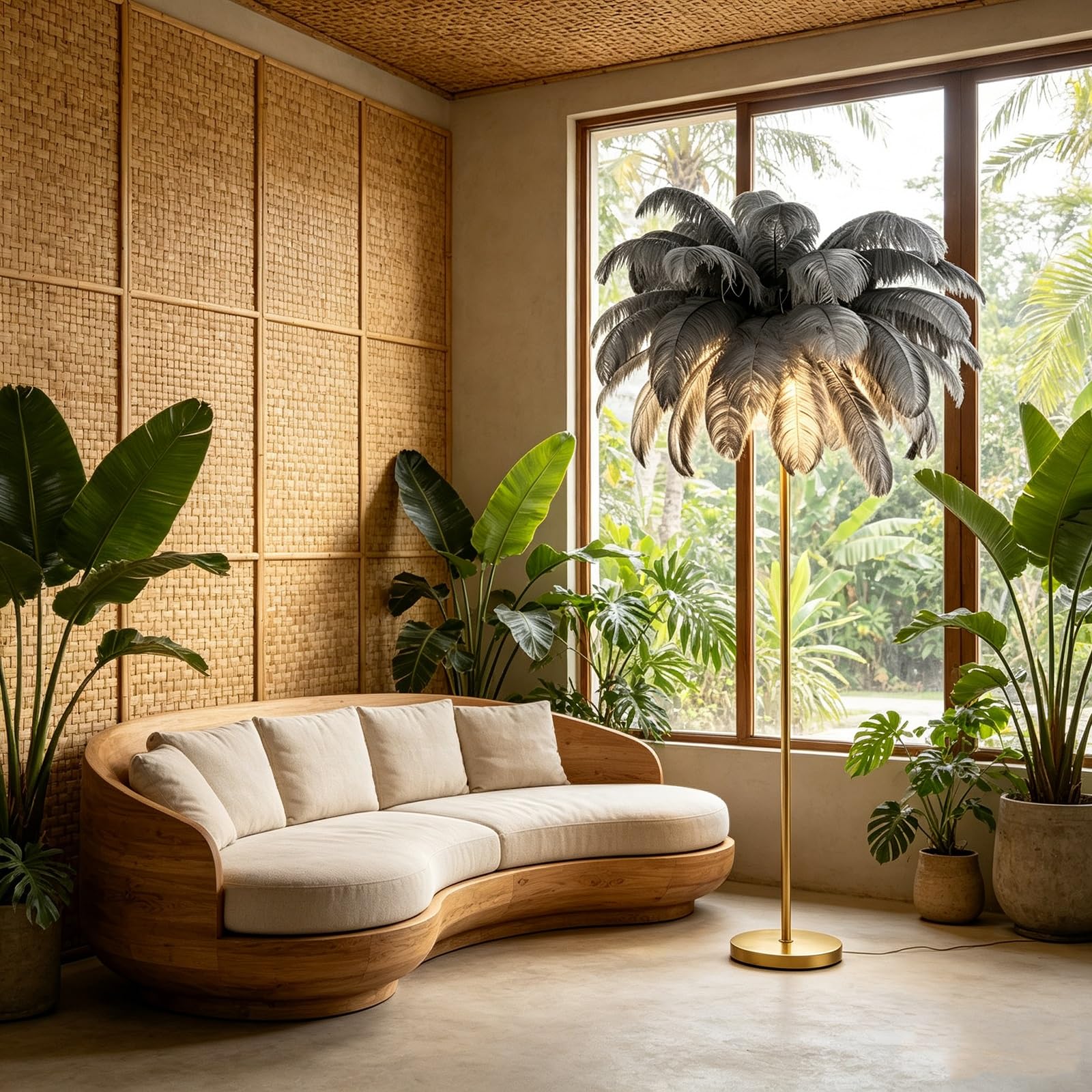 LCNDKF Luxury Natural Feather Floor Lamp