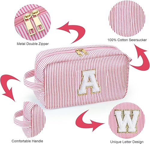Miniatura 5 de YOOLIFE Regalos personalizados para mujeres, bolsa de maquillaje con iniciales con monograma para mujeres, regalos de cumpleaños, "Rosa, C Taza