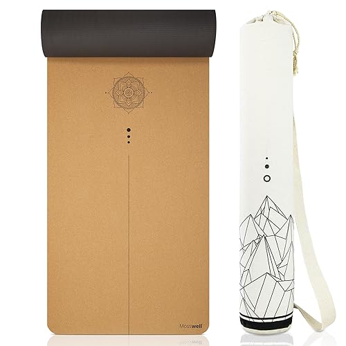Premium Kork-Yogamatte (4mm dick) - Rutschfeste Fitnessmatte mit Hilfslinien -