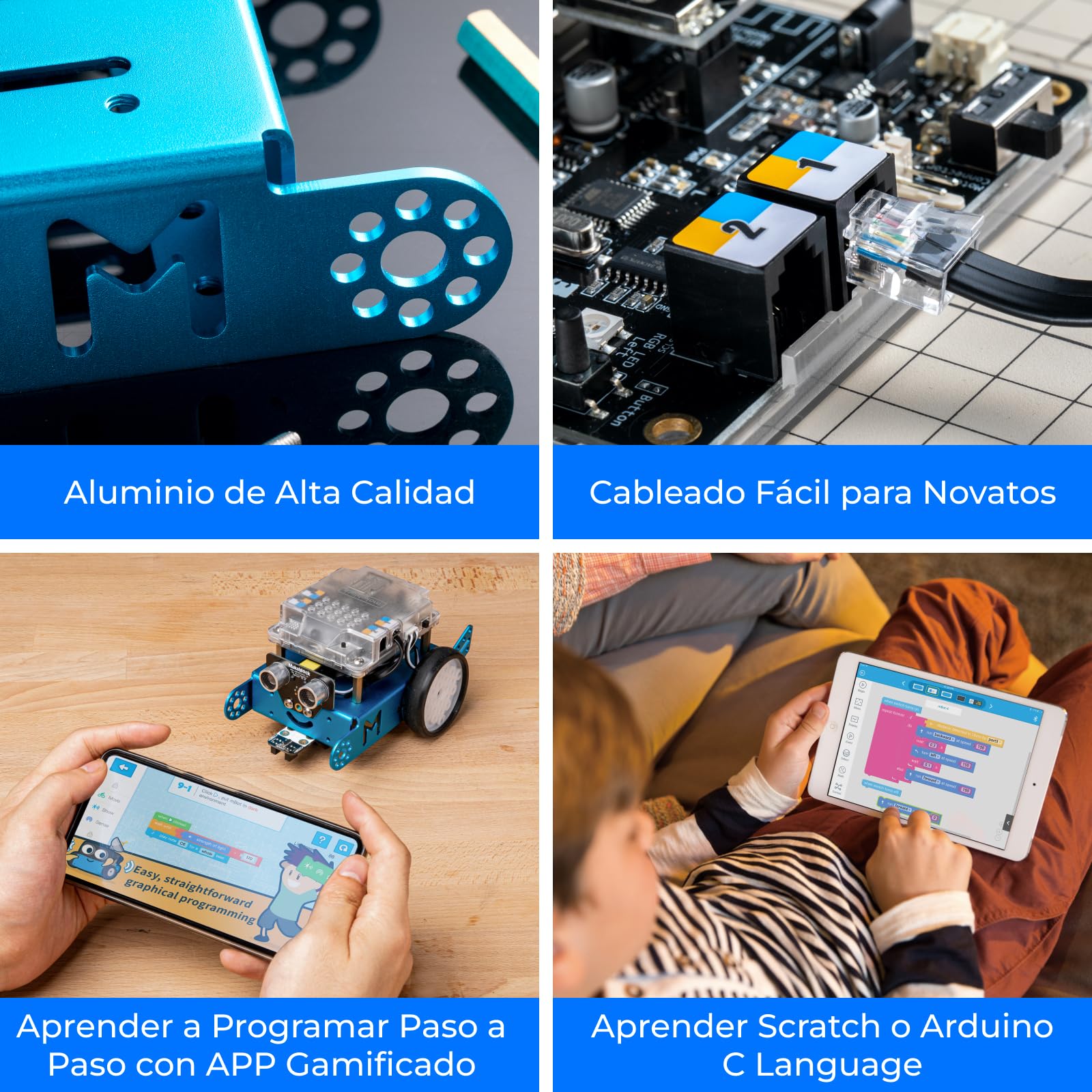 Makeblock mBot Robot Programable con Dongle, Juguete Stem Compatible con Scratch y Arduino, Inteligente EMO, Kit Robotica Interactivo para niños 6 a 12 años