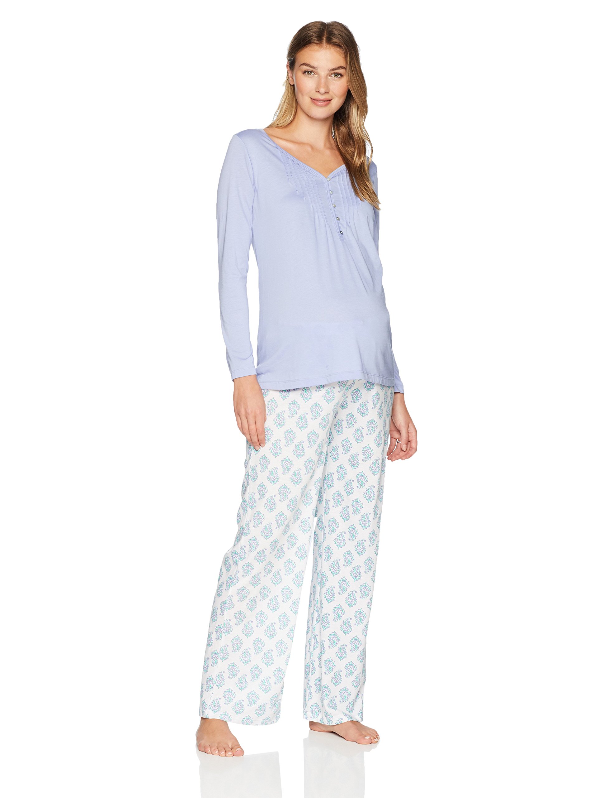 BelabumbumWomen's Violette Maternity and Nursing Tunic and Loungepant Pajama Set
