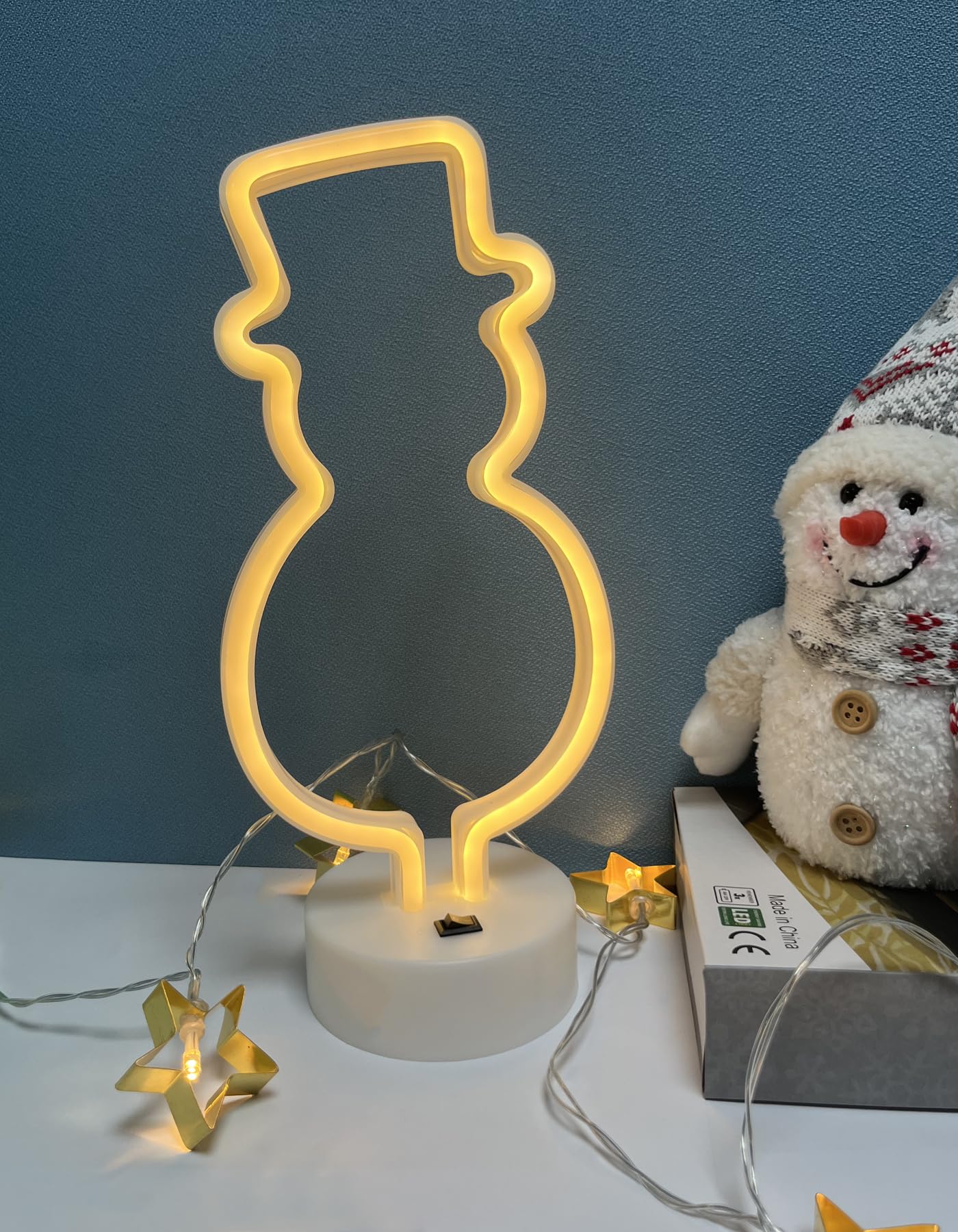 AOSCTELF Neon Light Sign,Snowman LED Neon Signs, Battery/USB Powered Light Up Acrylic Neon Sign Night Light for Christmas,Room Decor