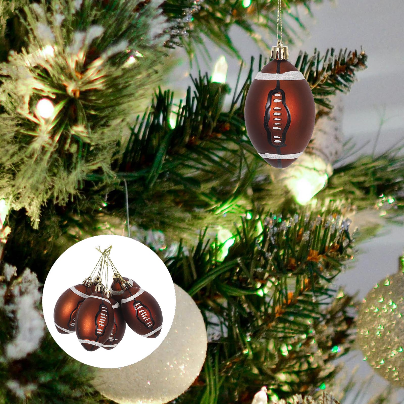 Große Rugby Zarte und Niedliche aus Kunststoff 6cm Weihnachtskugeln 6 Stück Christbaumkugeln für Weihnachtsbaum und Partydekoration an Zweigen