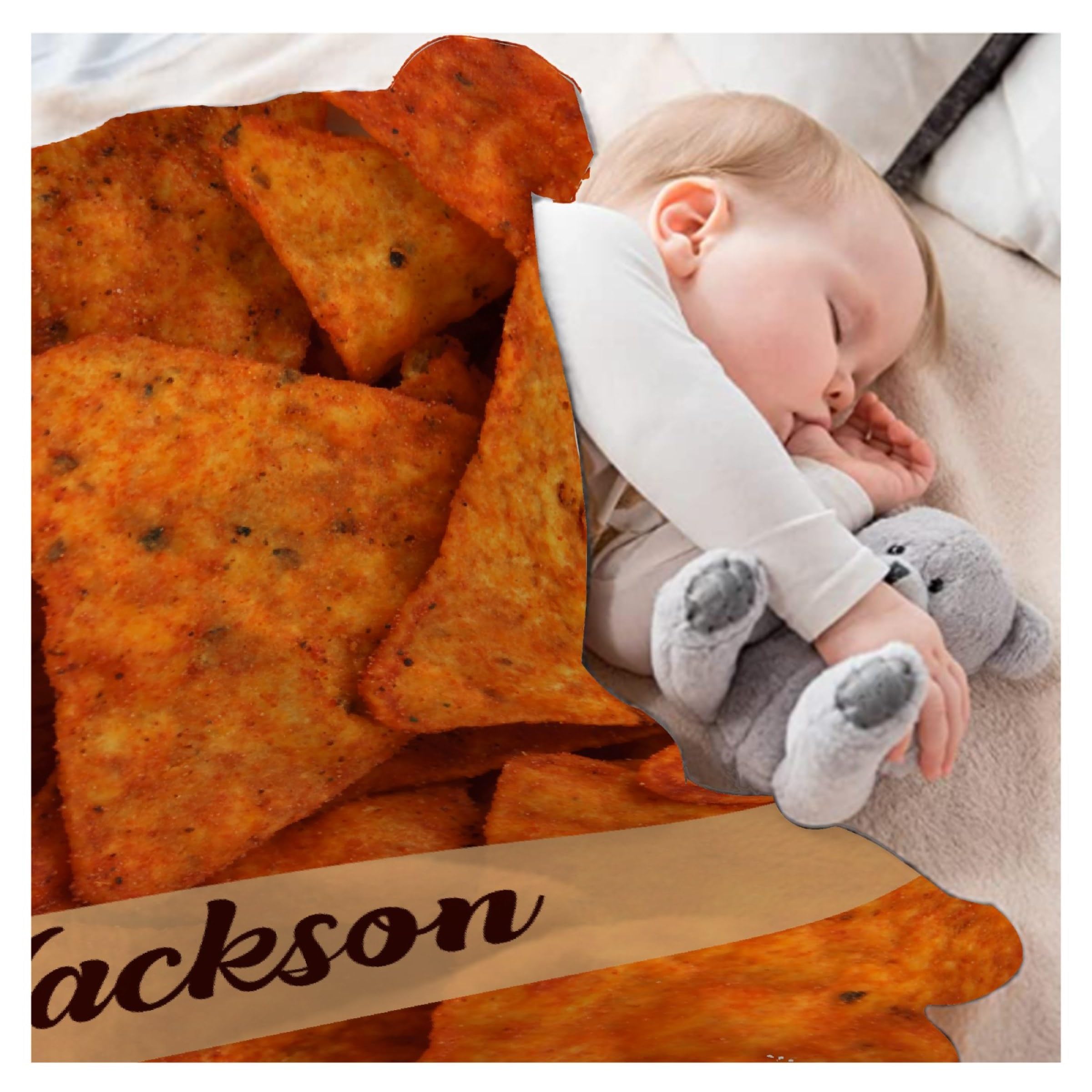 ARTBLANKET Manta de nachos personalizada para bebés, regalos para niños y niñas, súper suave, manta de nachos para niños pequeños, manta para recién nacidos, acogedora manta de recepción, decoración