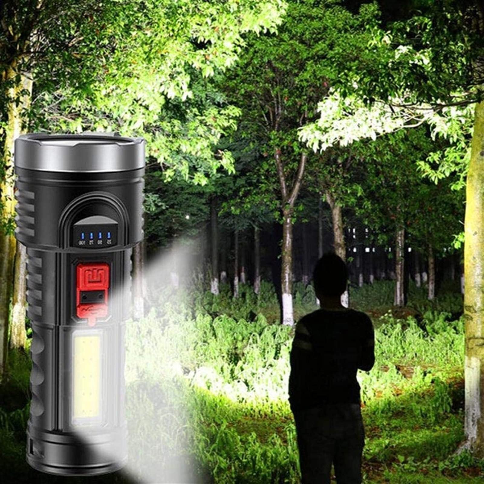 Linterna Recargable, Linterna Profesional de 1500 lúmenes Altos, batería de 1500 mAh incluida, for Senderismo, Camping y Caza