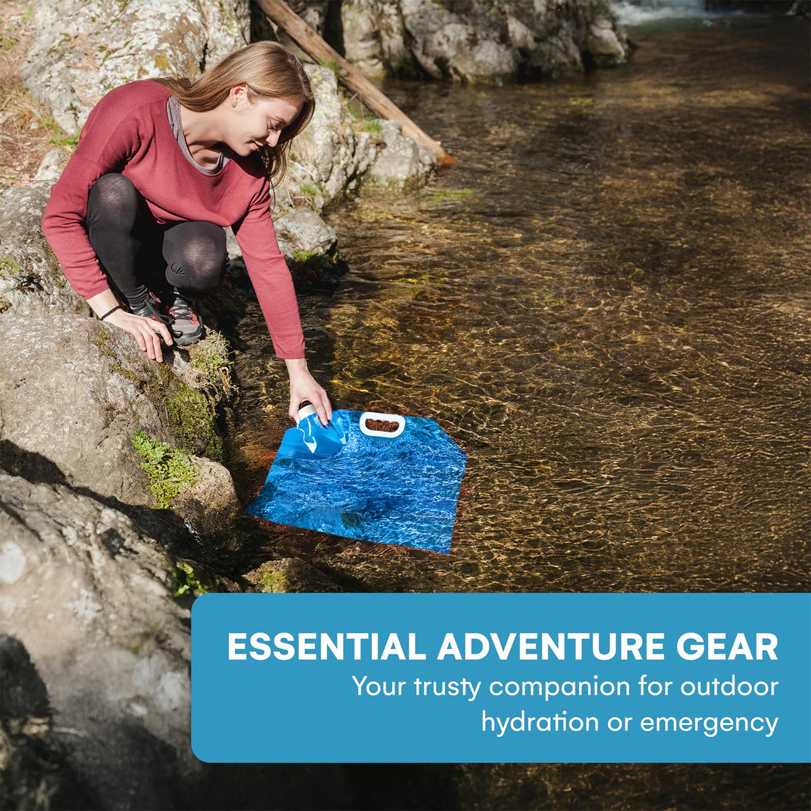 Omnikryp Lot De 2 Bidons D'Eau Pliable 5L Avec Robinet - Jerrican Eau Portable Pour Camping Et Randonnée
