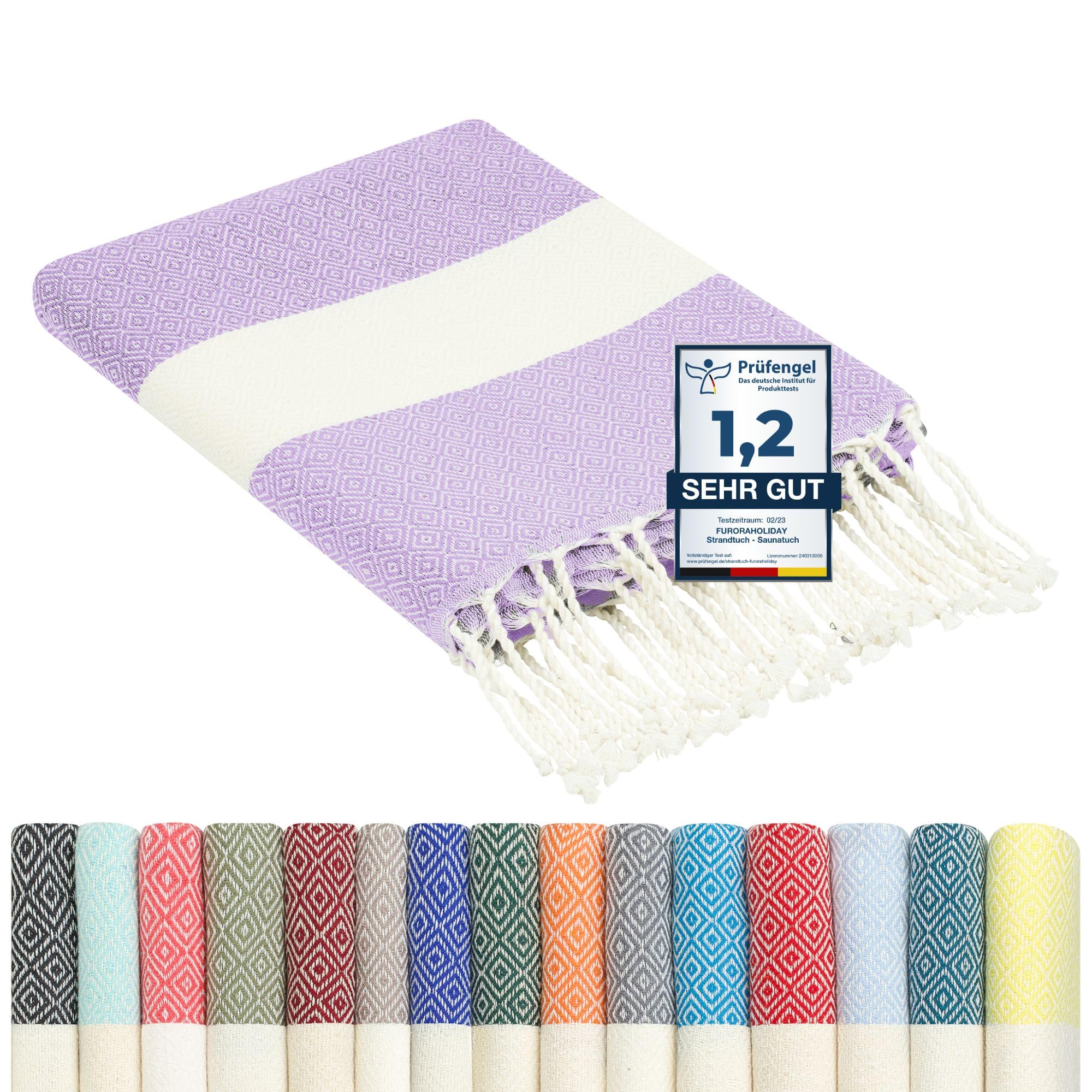 furora Holiday Strandtuch groß 100x200 cm: Baumwolle, leicht lang dünn kompakt | Picknickdecke Stranddecke + Strandhandtuch Groß, Hamamtuch Saunatuch Damen Herren, Beach Towel Cotton
