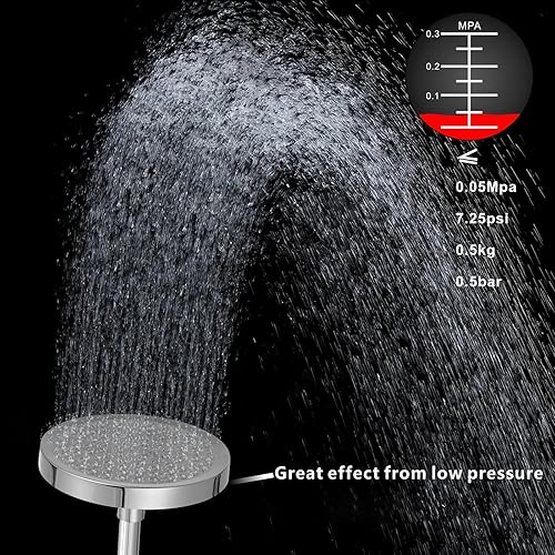 Miniatura 4 de Voolan Cabezal de ducha de lluvia de alta presión con combo de mano, cabezal de ducha cuadrado de 10 pulgadas con brazo de extensión de ducha