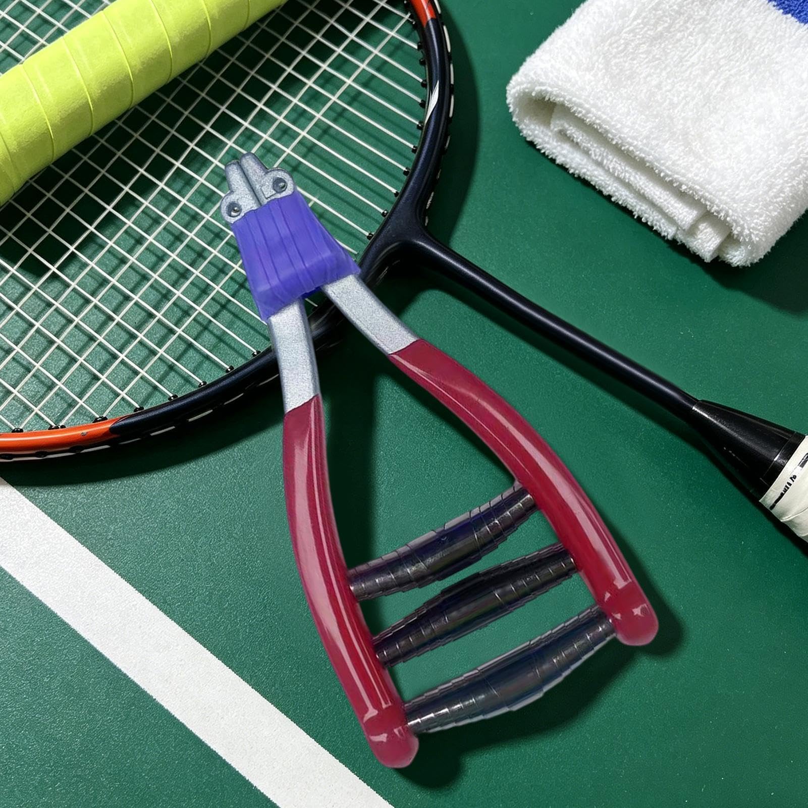 Tennis Saitenmaschine – breiter Kopf mit 3 Federn – Werkzeug zum Bespannen von Tennis | für Badmintonschläger, Paddel für Zuhause, Fitnessstudio, Anfänger und erfahrene Spieler