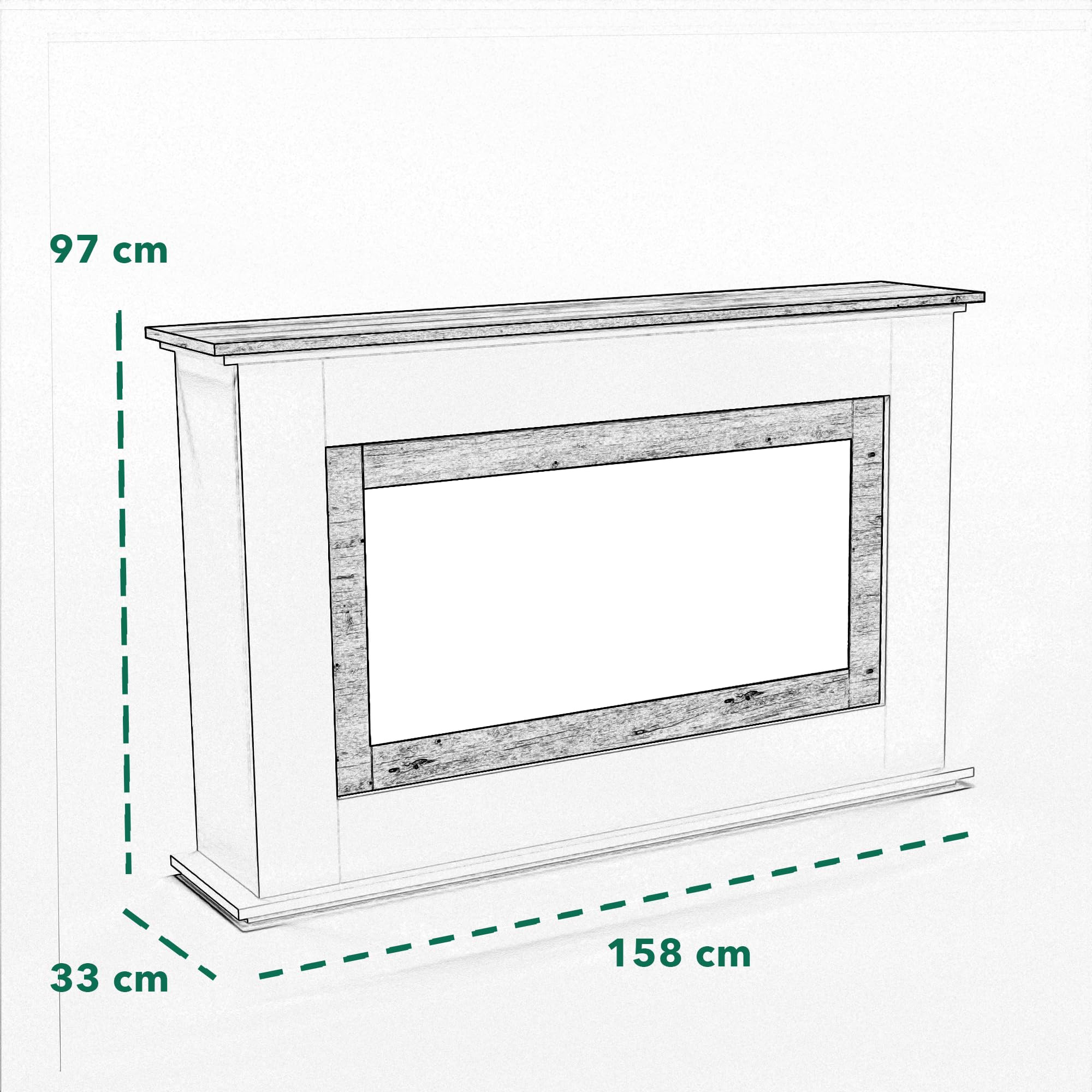 Camino elettrico bianco, camino da parete elettrico (termoventilatore, illuminazione a LED colorata, telecomando), Bianco, 230.00V