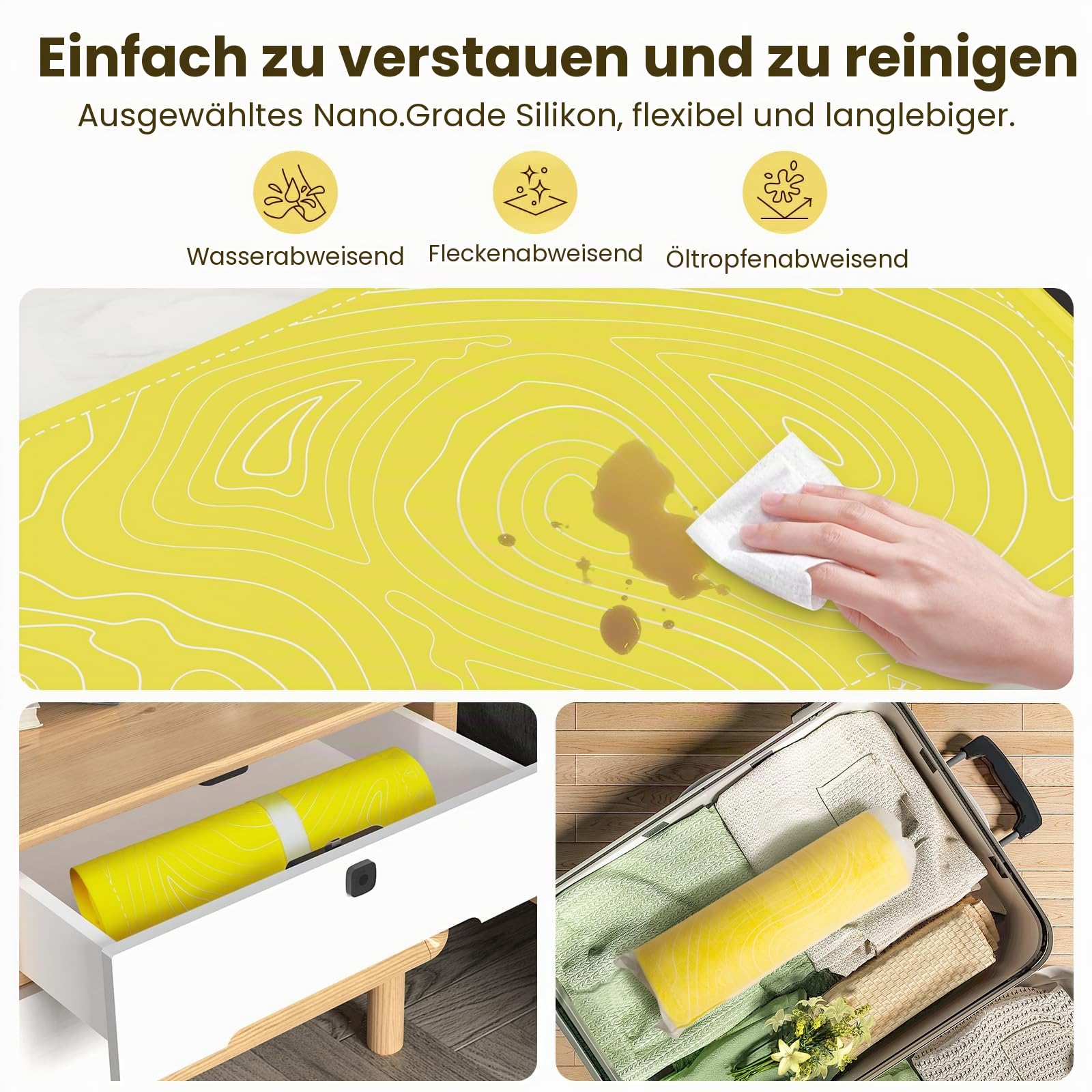 Elektrisches Warmhalte-Tablett für Lebensmittel, Vollflächige Heizung Speisenwärmematte, Rollbare & Tragbare Speisenwärmer, Speisenwärmer für Partys Buffet, Warmhalteschalen für Buffets Party (Yellow)