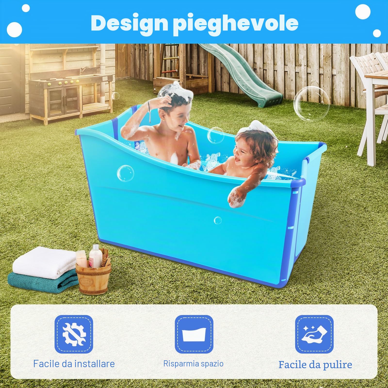 Vasca da bagno pieghevole 100cm mobile blu sauna adulto vasca da bagno pieghevole massaggio portatile e mobile Per Neonati E Adulti Bagno Familiare Spa