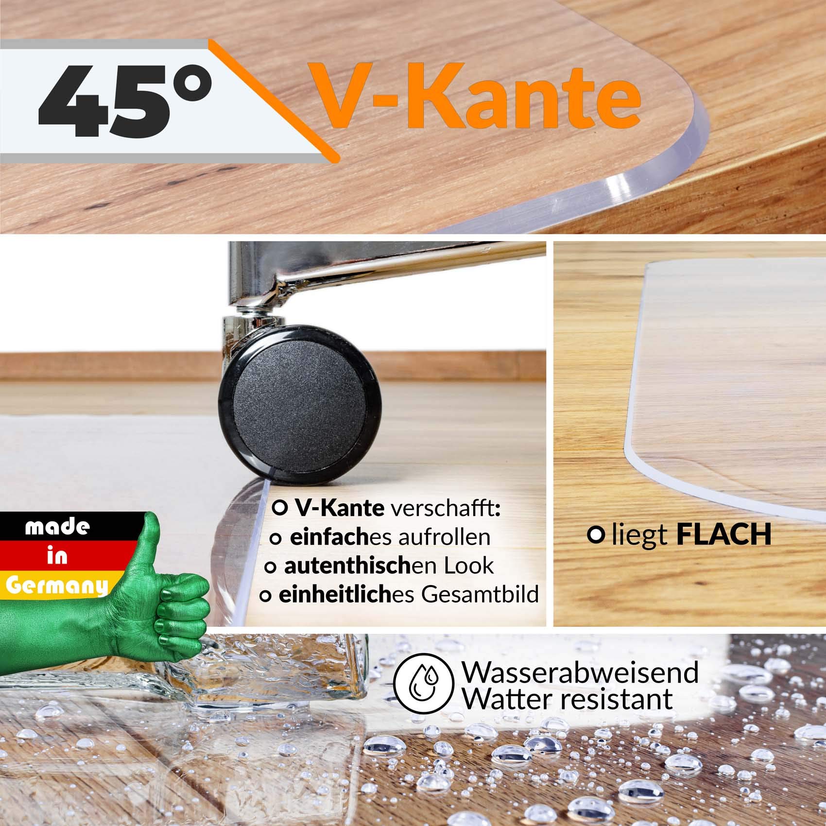 Bodenschutzmatte Transparent Schutzmatte Schonmatte rutschfest für Hartböden 36 Größen Bürostuhlunterlage 119x119cm Rund
