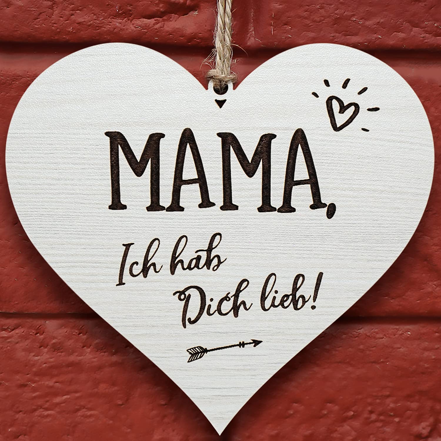 Glitzkind Holz Deko-Herz Geschenk für Mama Mutter Eltern zum Muttertag Geburtstag Weihnachten I Blechschild Vintage Retro mit Spruch personalisiert I Geschenkidee Geburtstagsgeschenk