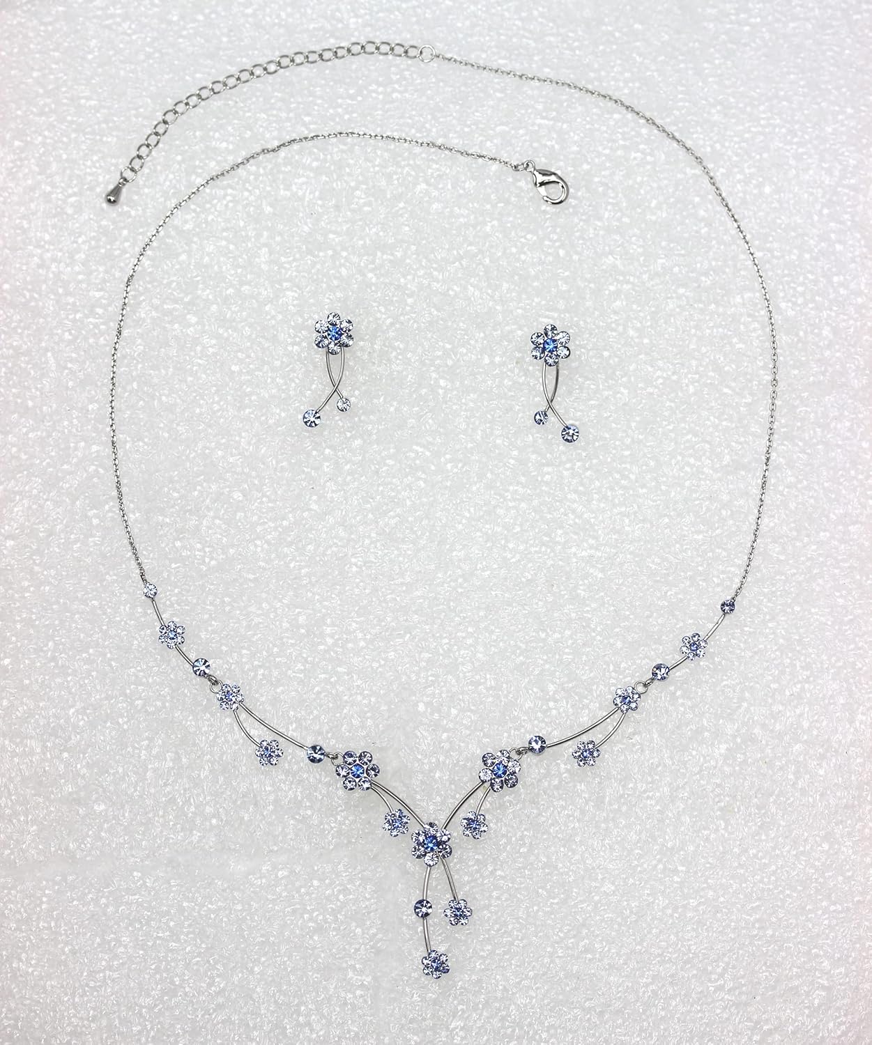 Faship Gorgeous Rhinestone Crystal Floral Necklace Earrings Set