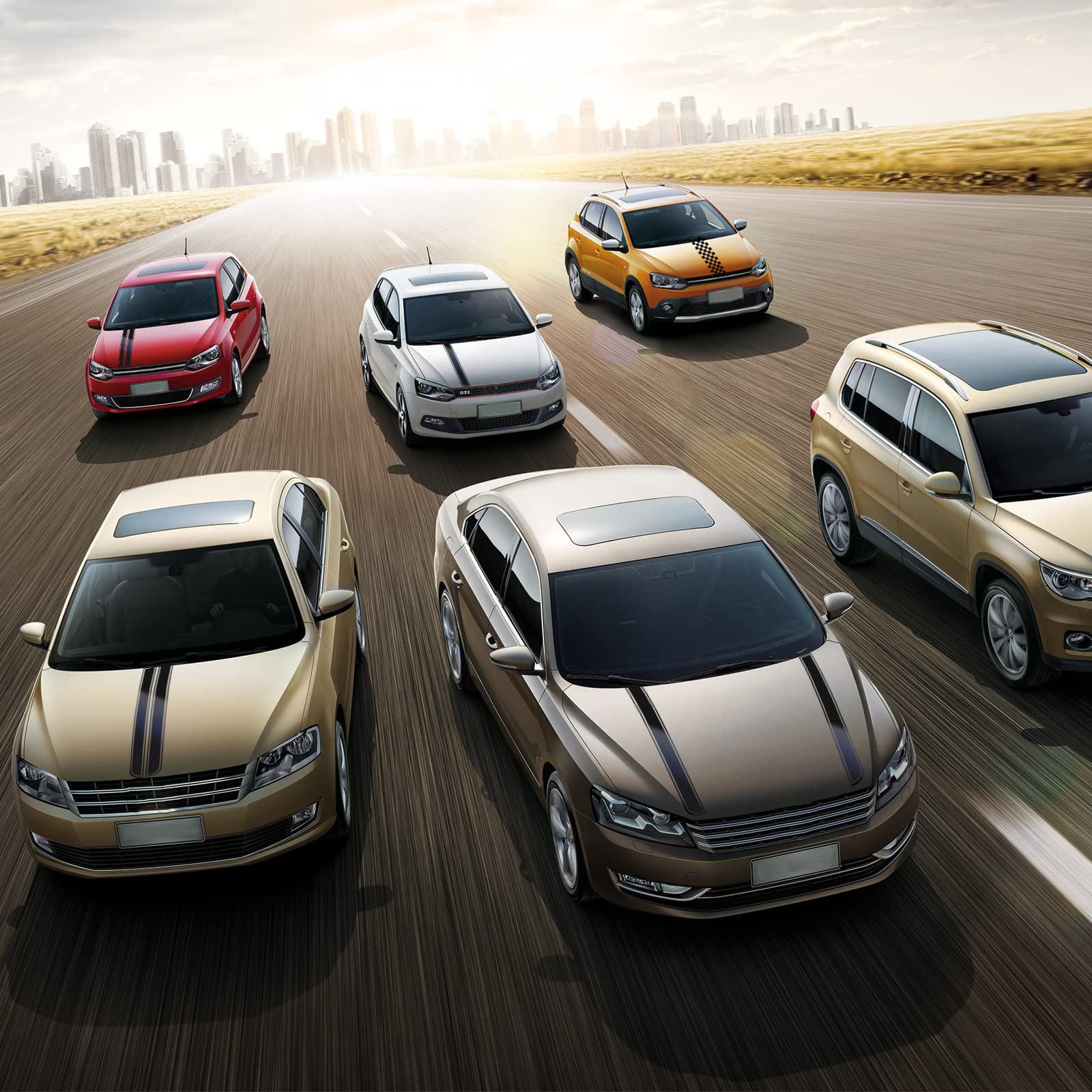 Adesivi A Strisce Per Auto - Decorazioni Vinile Per Cofano, Laterali E Paraurti (Nero)