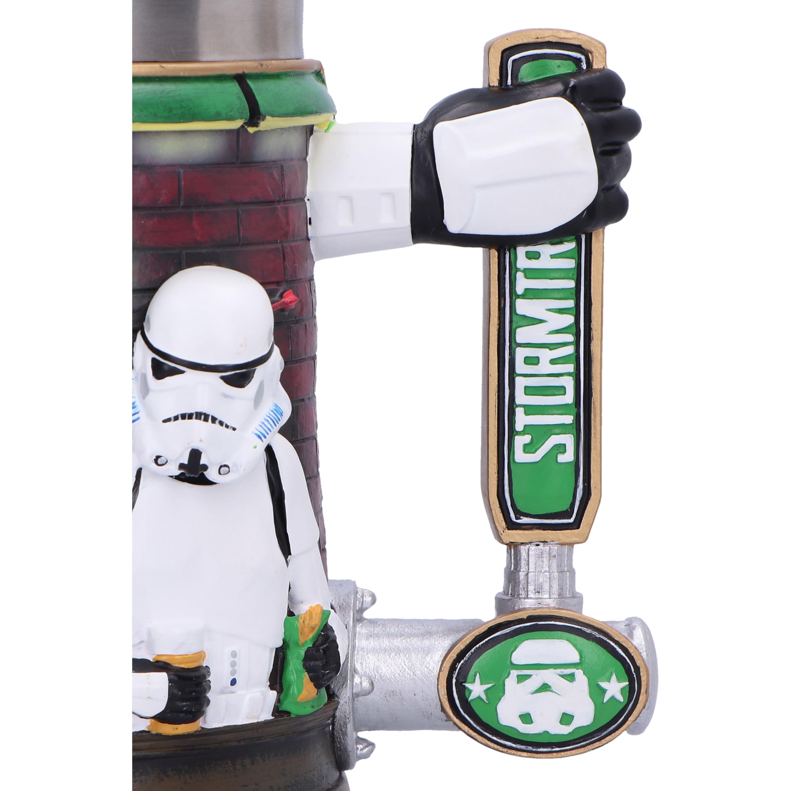 Nemesis Now Chope de bar Stormtrooper de 15,4 cm en résine, sous licence officielle Stormtrooper, design bar, poignée du robinet de bière, insert en acier inoxydable, coulée dans la meilleure résine,