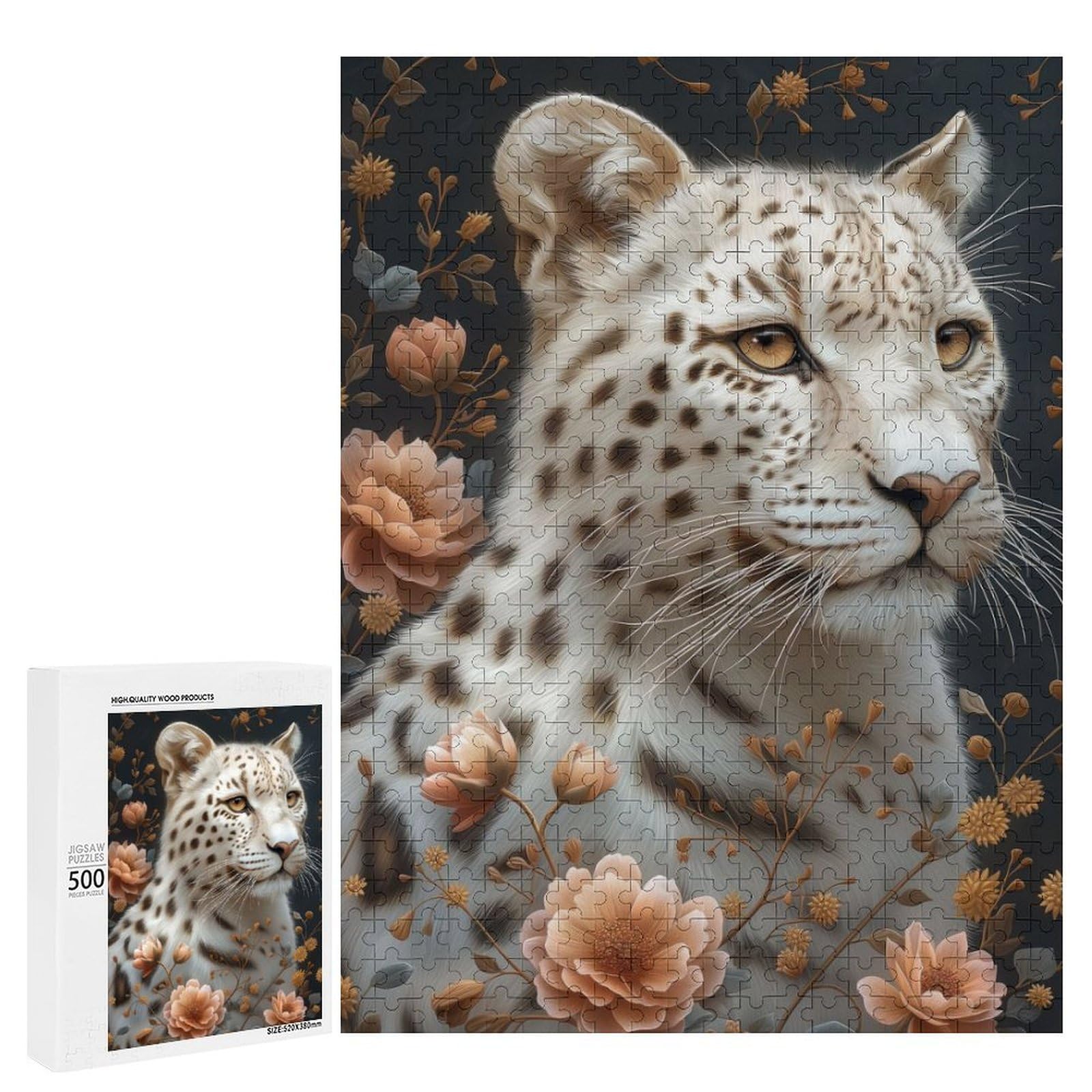 Rompecabezas de 500 piezas para adultos The White Leopard con corte de precisión 8