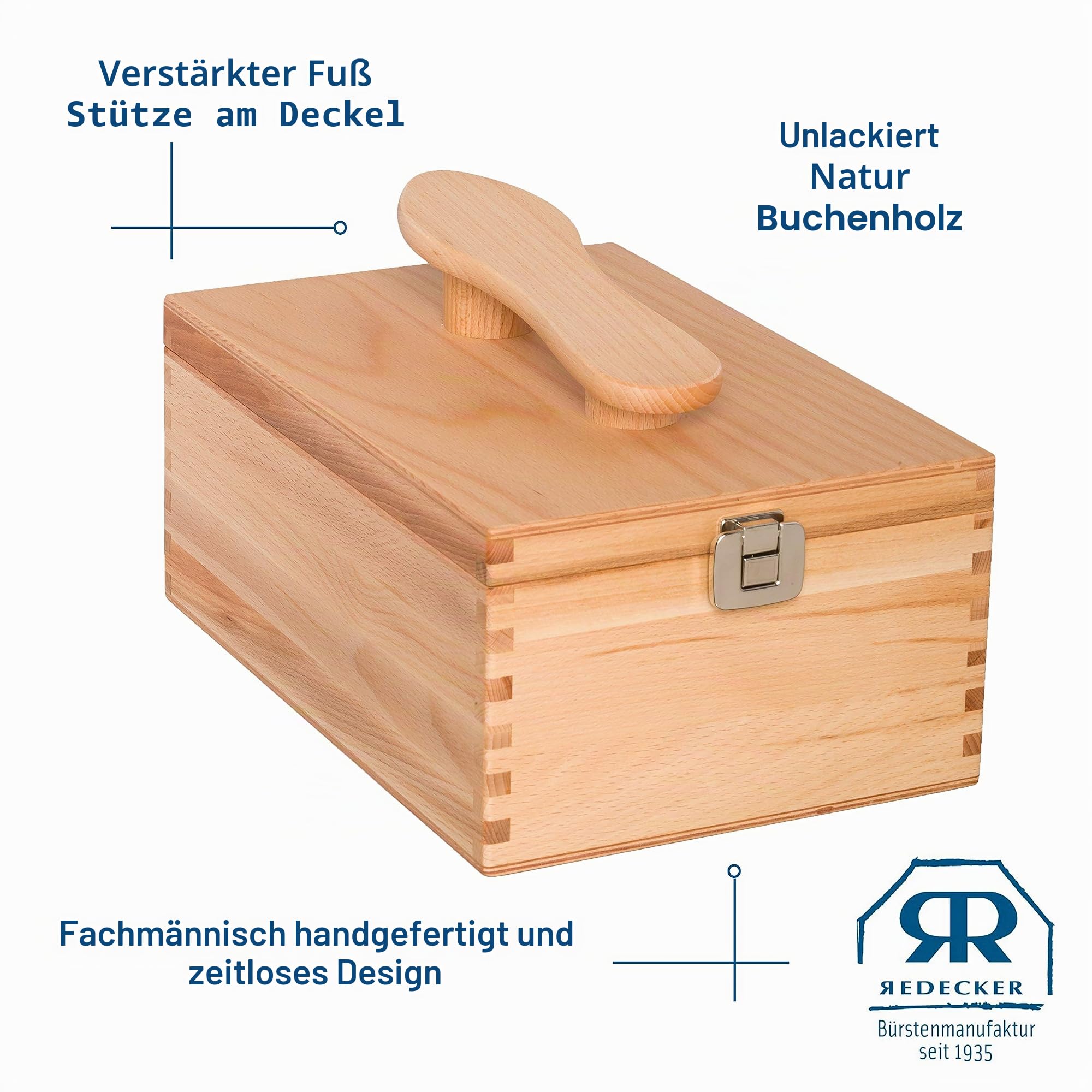 Redecker Schuhputzkasten mit Klappdeckel aus Buche