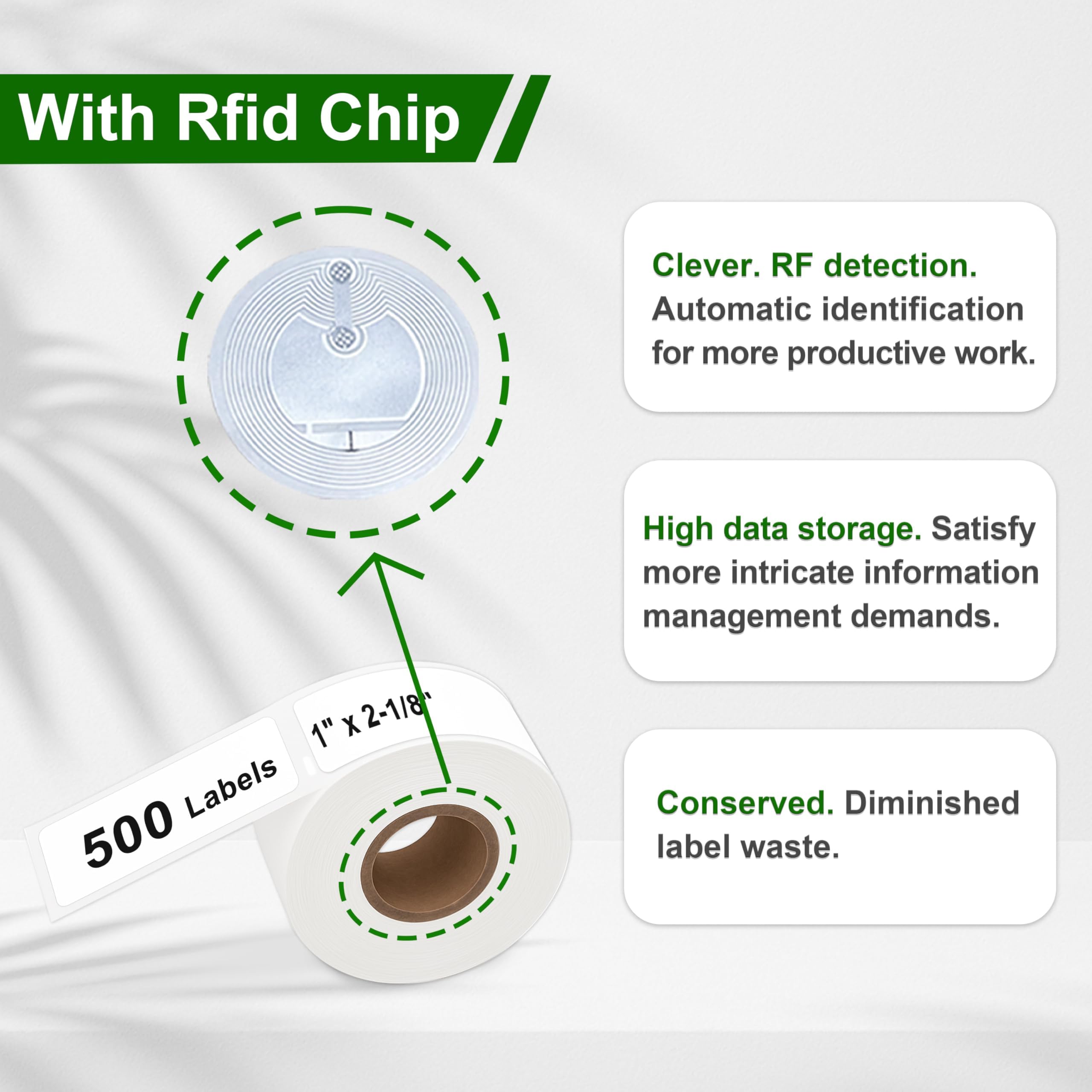 10Rlx RFID 500Étiq Compatibles avec Dymo 11352 S0722520 25mm x 54mm | Compatible with Dymo LabelWriter 400, 450, 550, 5XL. Adhésif et durable, impression nette pour colis et courriers