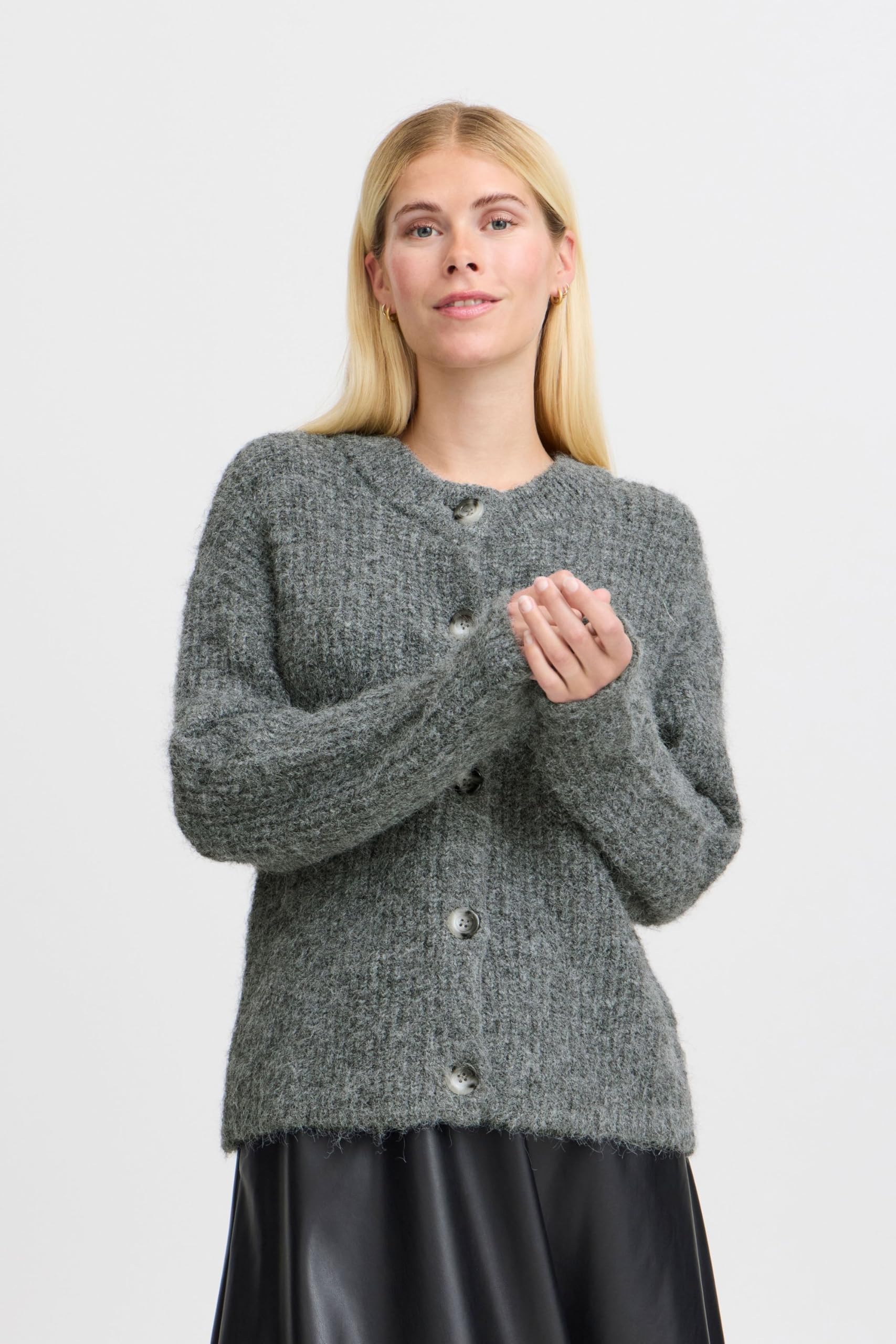 b.young BYMILLER Cardigan Damen Strickjacke Strick Cardinan kontrastfarbene Knöpfe Regular fit