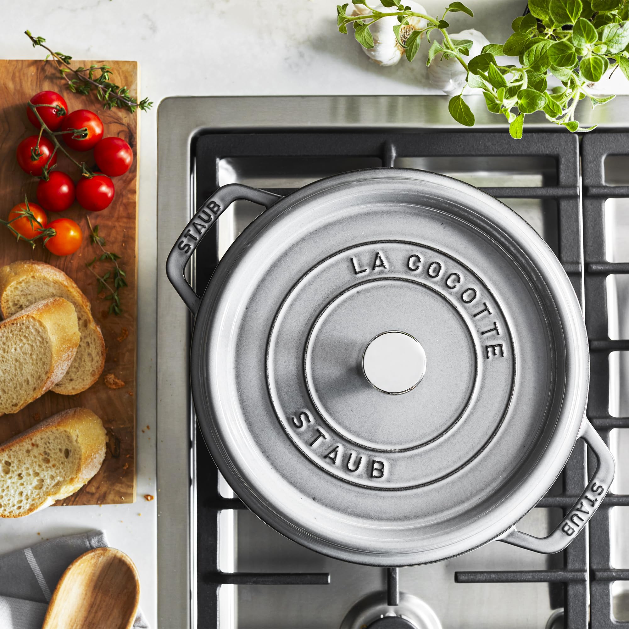 STAUB Cocotte en Fonte, Ronde 24 cm, 3,7 L, Gris Graphite