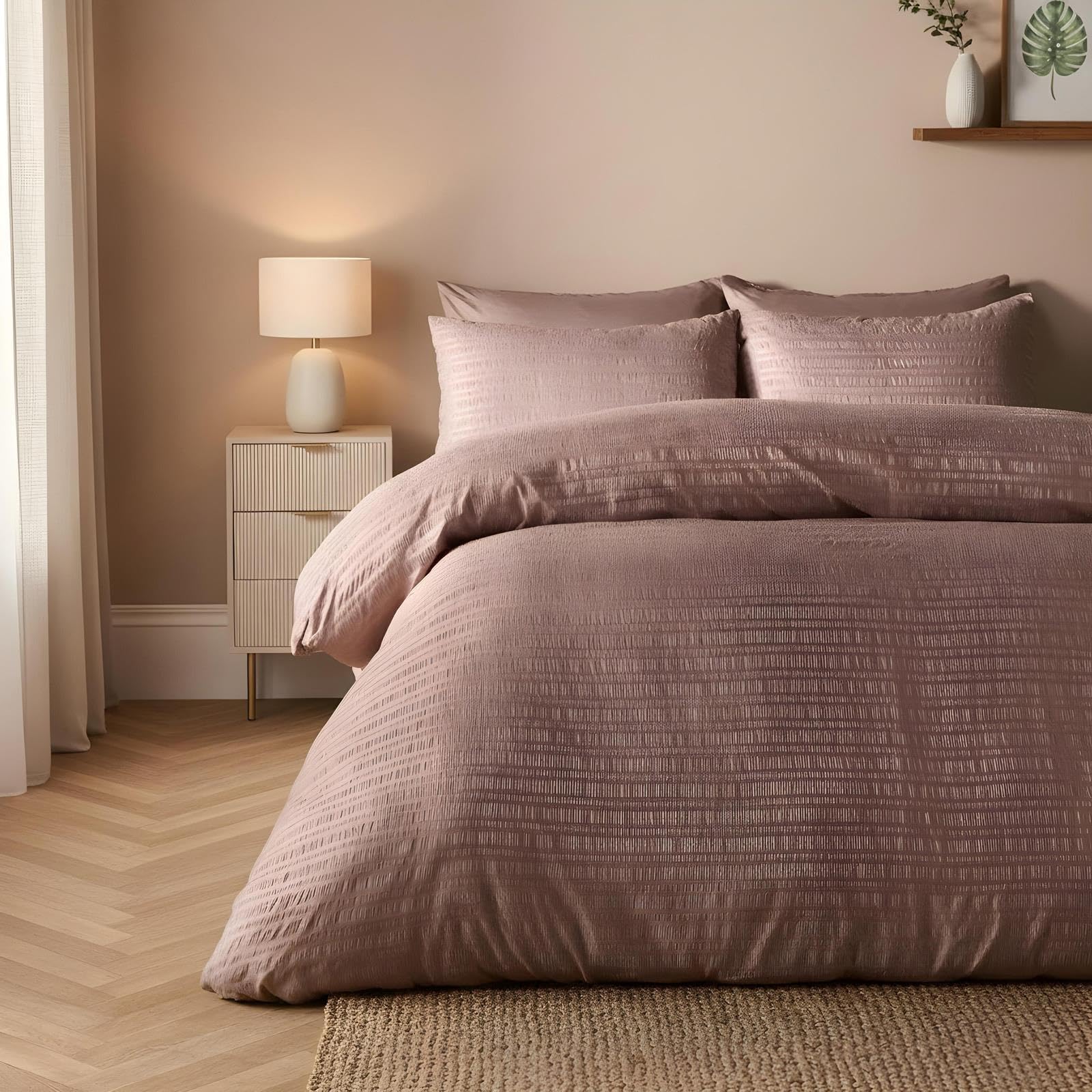 Ohs Embossed Bedding Set Textured Duvet Cover With PillowcaseMinkKing from B&Q