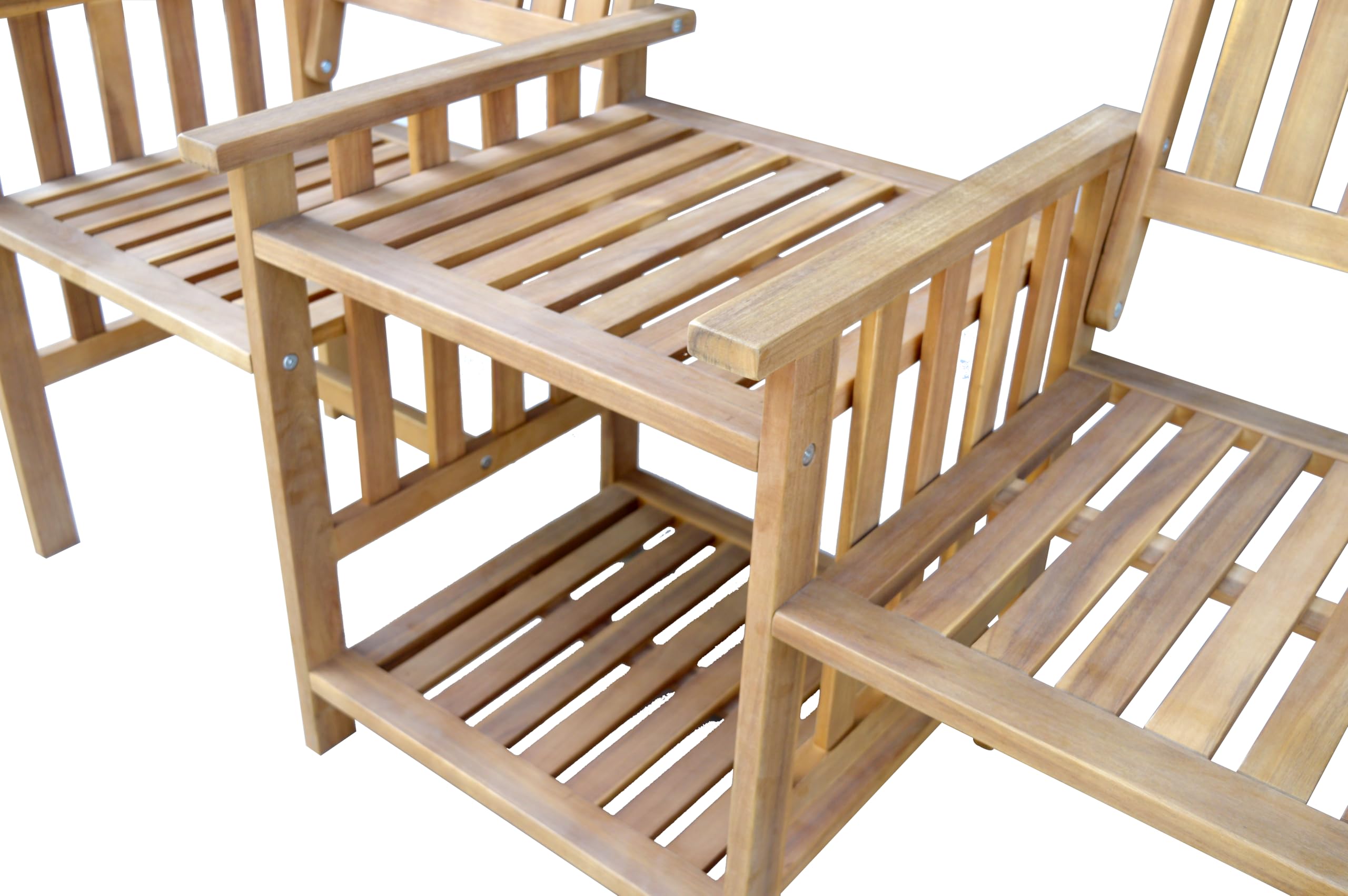 2-Sitzer-Gartenbank mit Beistelltisch klappbar aus Akazienholz, ca. 163 x 63 x 91 cm - Braun