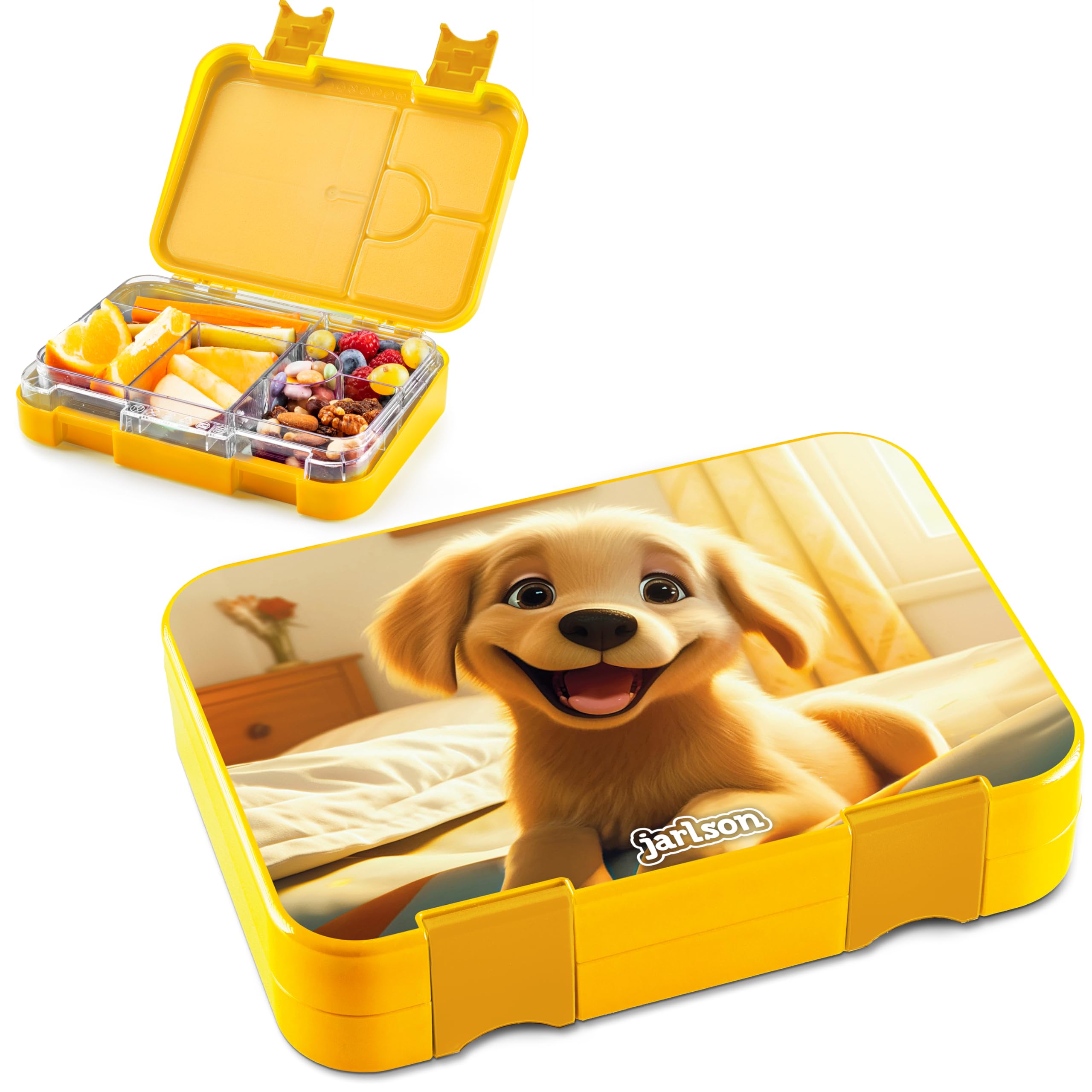 Jarlson® Lunch Box Bambini - Bento Box con 6 Scomparti - Porta Pranzo - Senza BPA - per la Scuola e l'asilo - 850ml