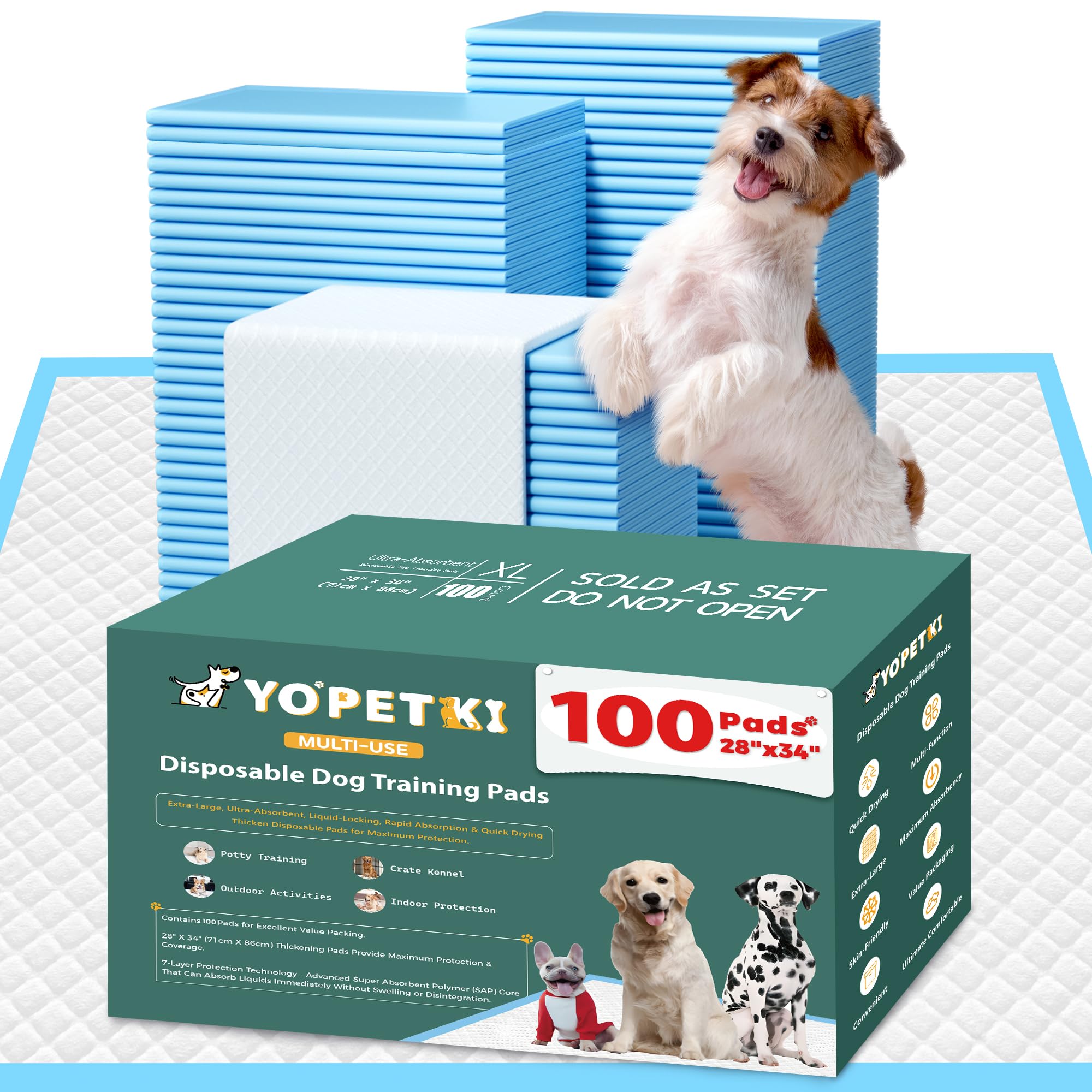 100 almohadillas para orina de perro, extragrandes, 28 x 34 pulgadas, almohadillas de entrenamiento desechables para cachorros, de secado rápido, a prueba de fugas, para perros, cachorros, gatos,