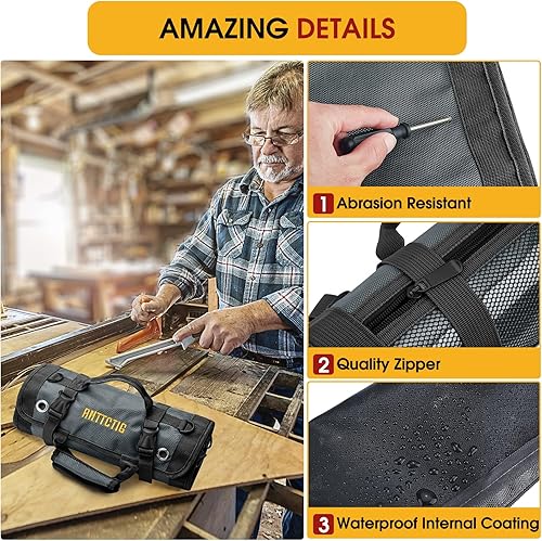 Miniatura 6 de Bolsas de herramientas, bolsa enrollable de herramientas resistente para hombres, regalo del día del padre para papá, esposo y él, bolsa enrollable