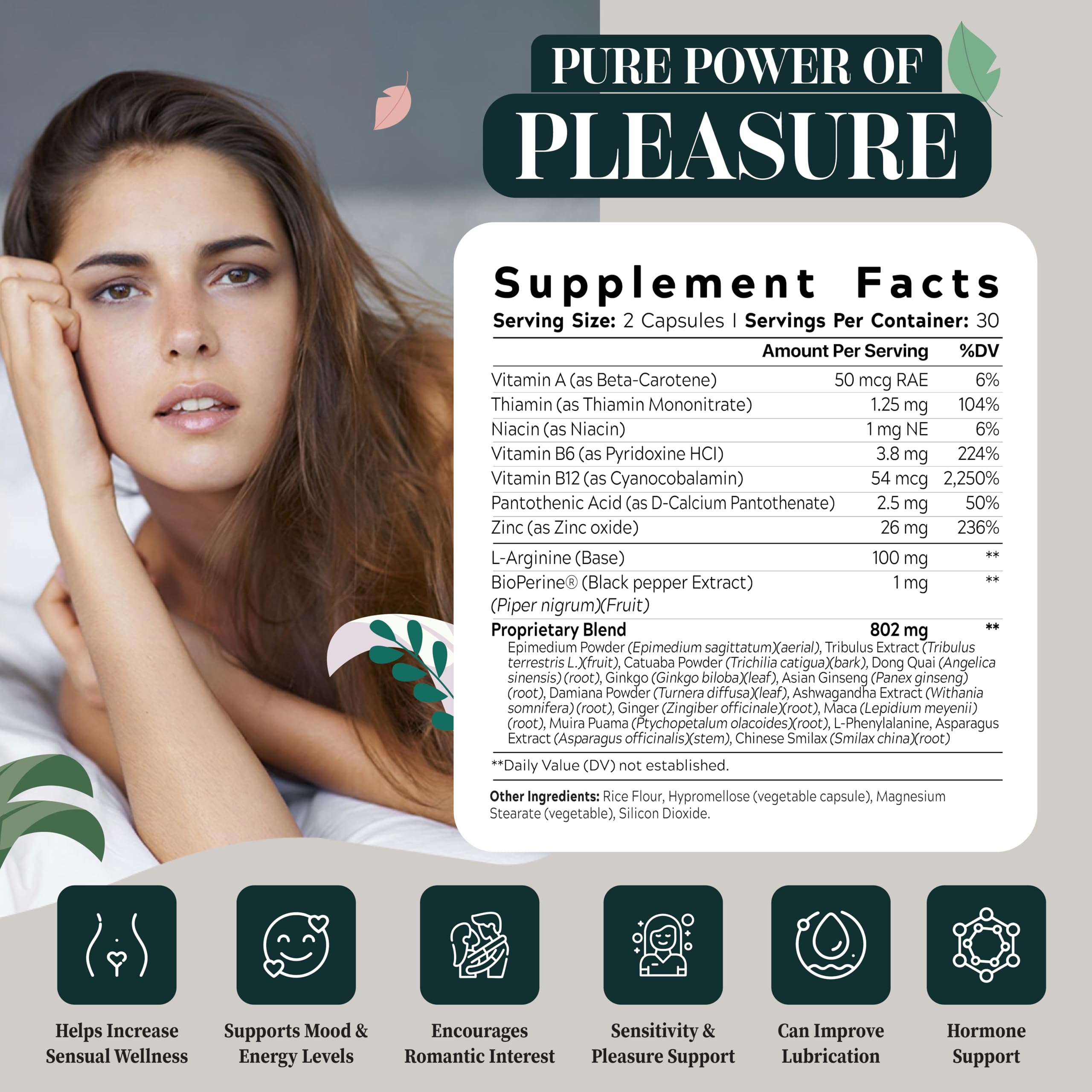 Female Libido Enhancer - Libido Booster for Women to Heighten Desire, Balance Hormones, Increase Sensitivity - 14 Ingredients for Women's Health - 3rd Party Tested Supplement - 60 Capsules — Amazon image 3