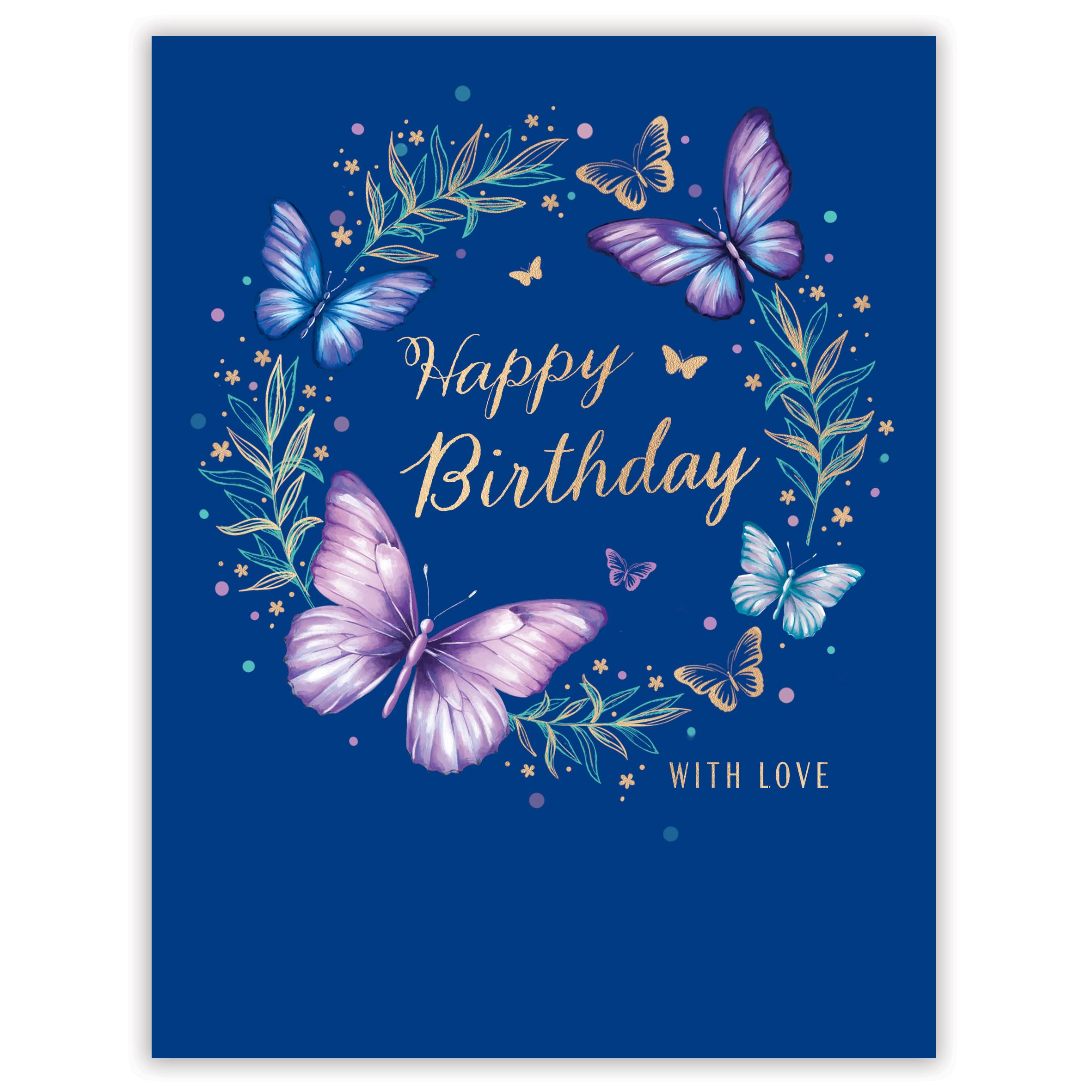 Piccadilly Greetings Birthday Card Her - Butterfly Birthday Card for Her - With Love - 8 x 6 inches